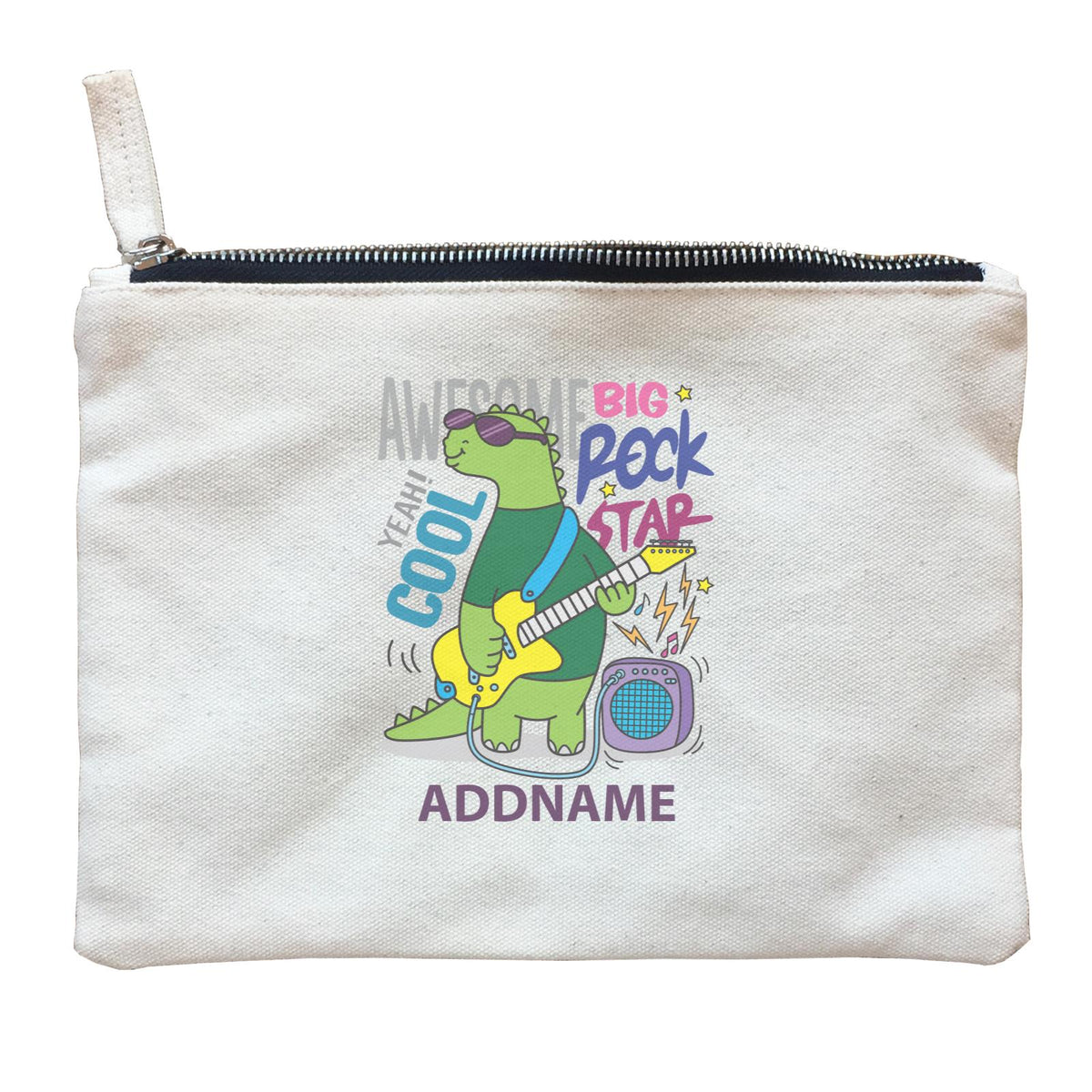 Cool Cute Dinosaur Awesome Big Rock Star Addname Zipper Pouch