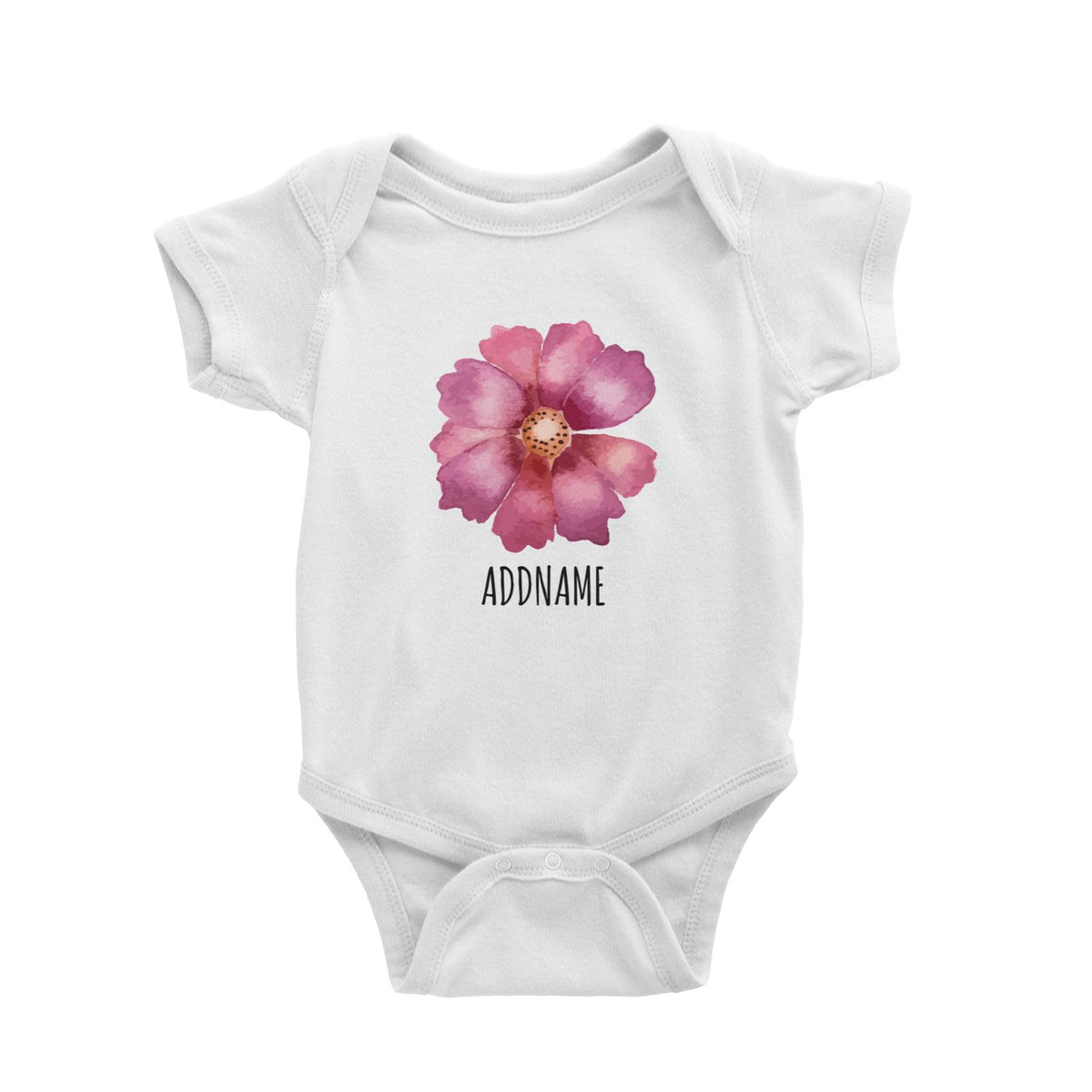 Watercolour Red Flower White White Baby Romper
