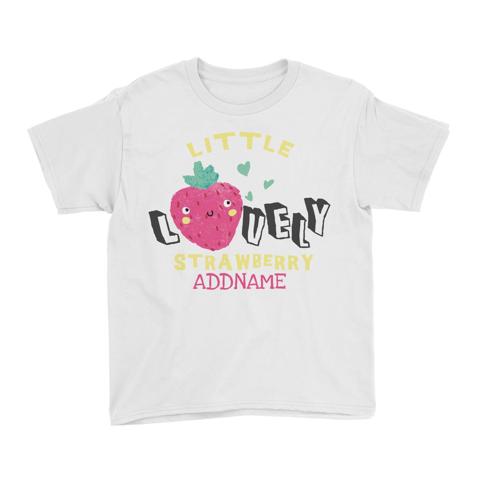 Little Lovely Strawberry Addname White Kid's T-Shirt