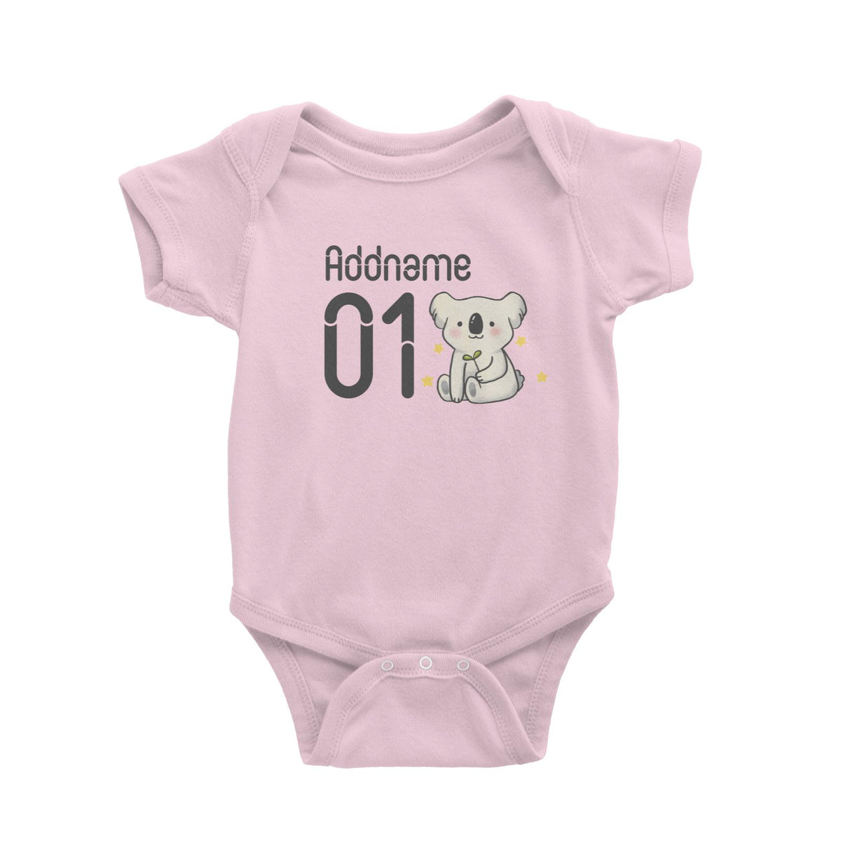 Name and Number Cute Hand Drawn Style Koala Baby Romper
