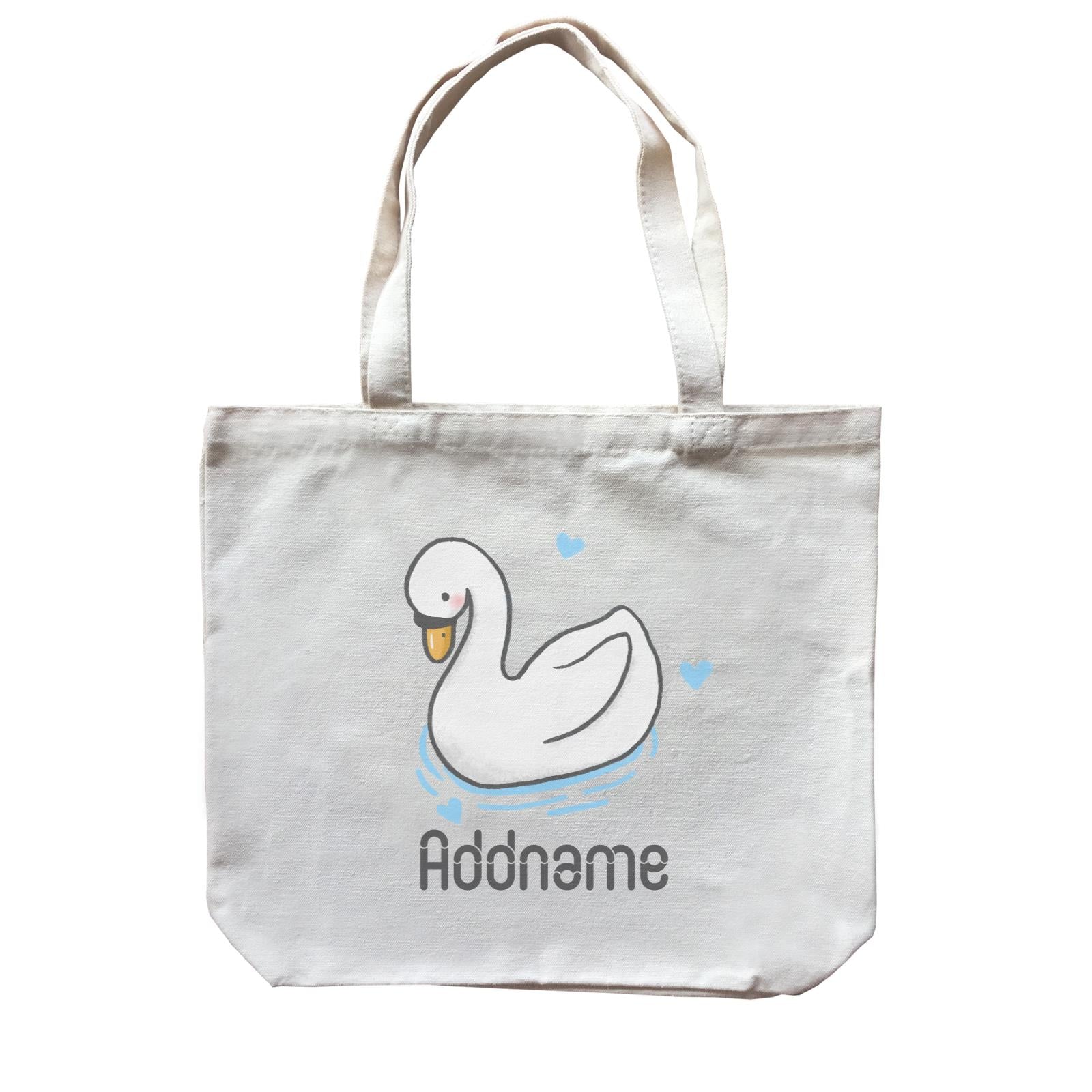 Cute Hand Drawn Style Swan Addname Canvas Bag