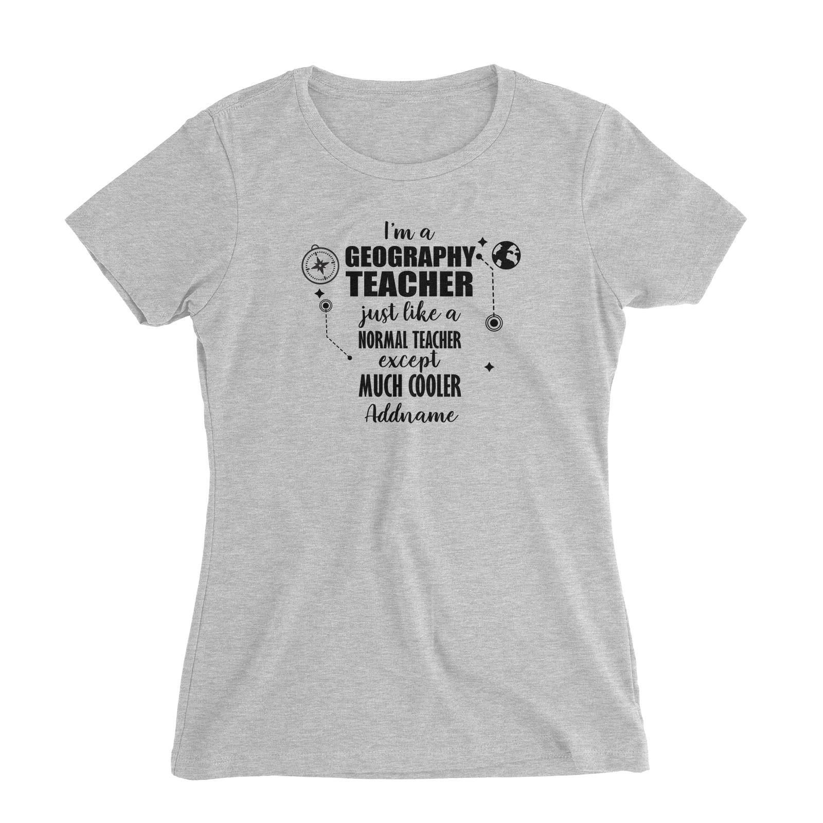 Subject Teachers 2 I'm A Geography Teacher Addname Women's Slim Fit T-Shirt