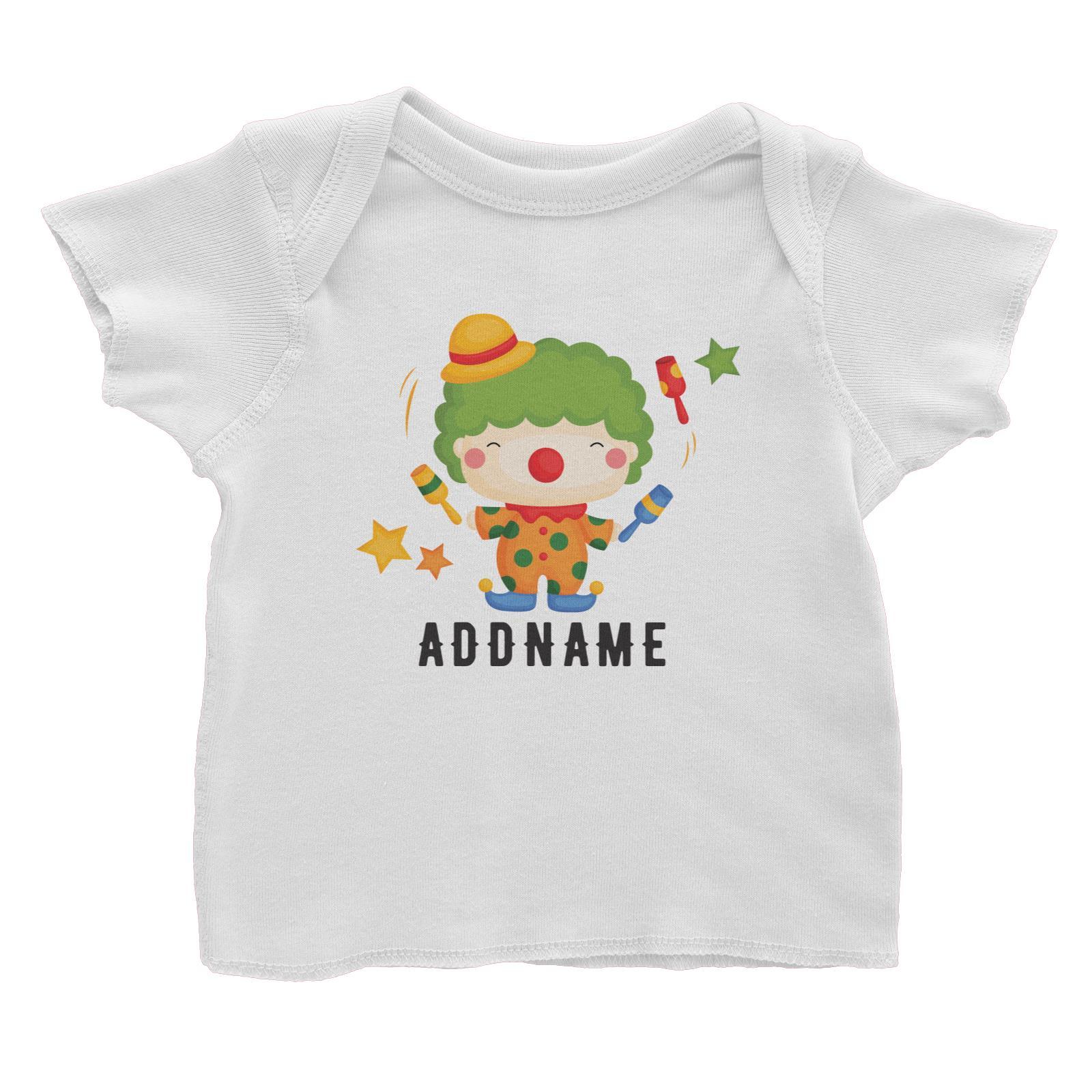 Birthday Circus Happy Clown Juggling Addname Baby T-Shirt