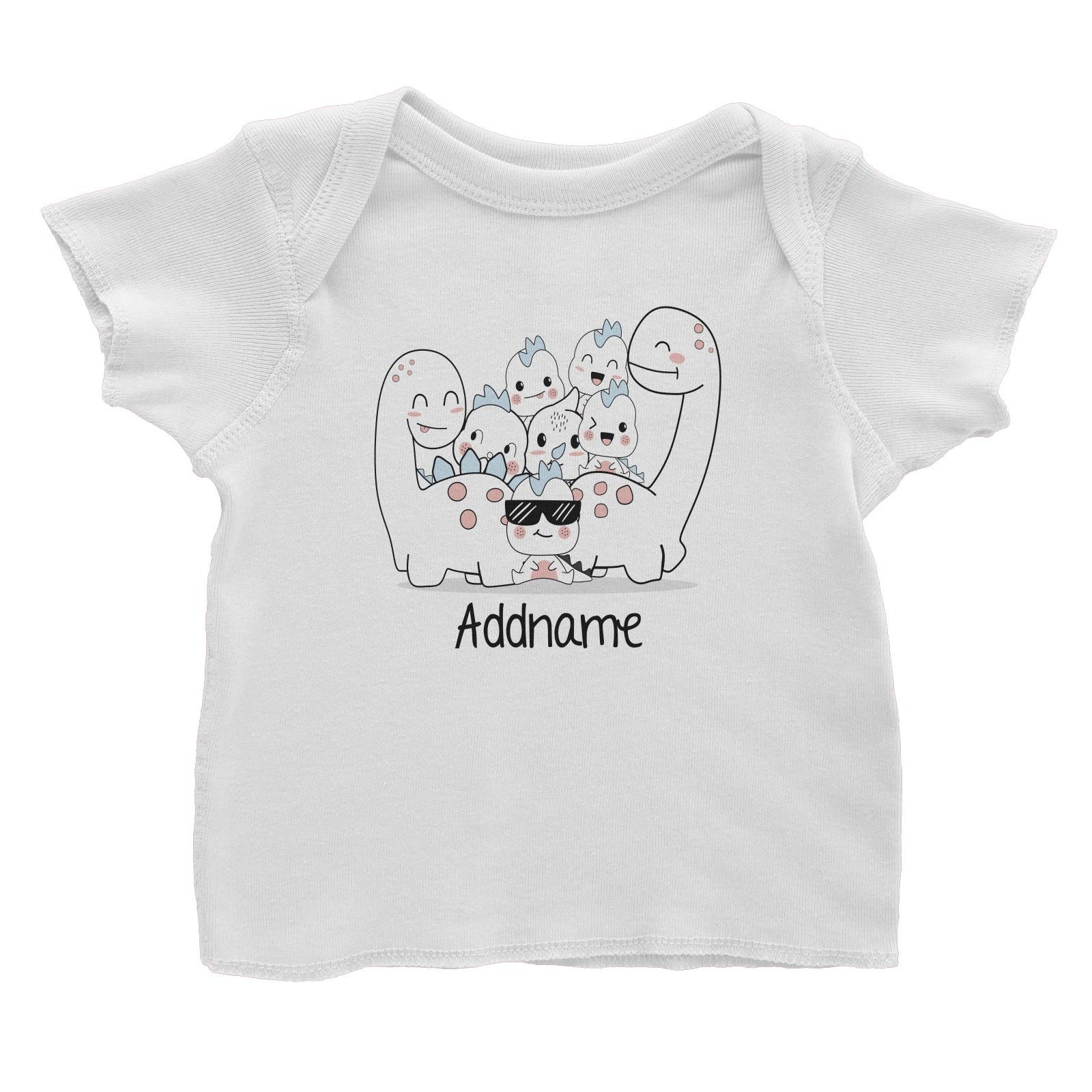 Cute Animals And Friends Series Cute Little Dinosaur Smiling Group Addname Baby T-Shirt