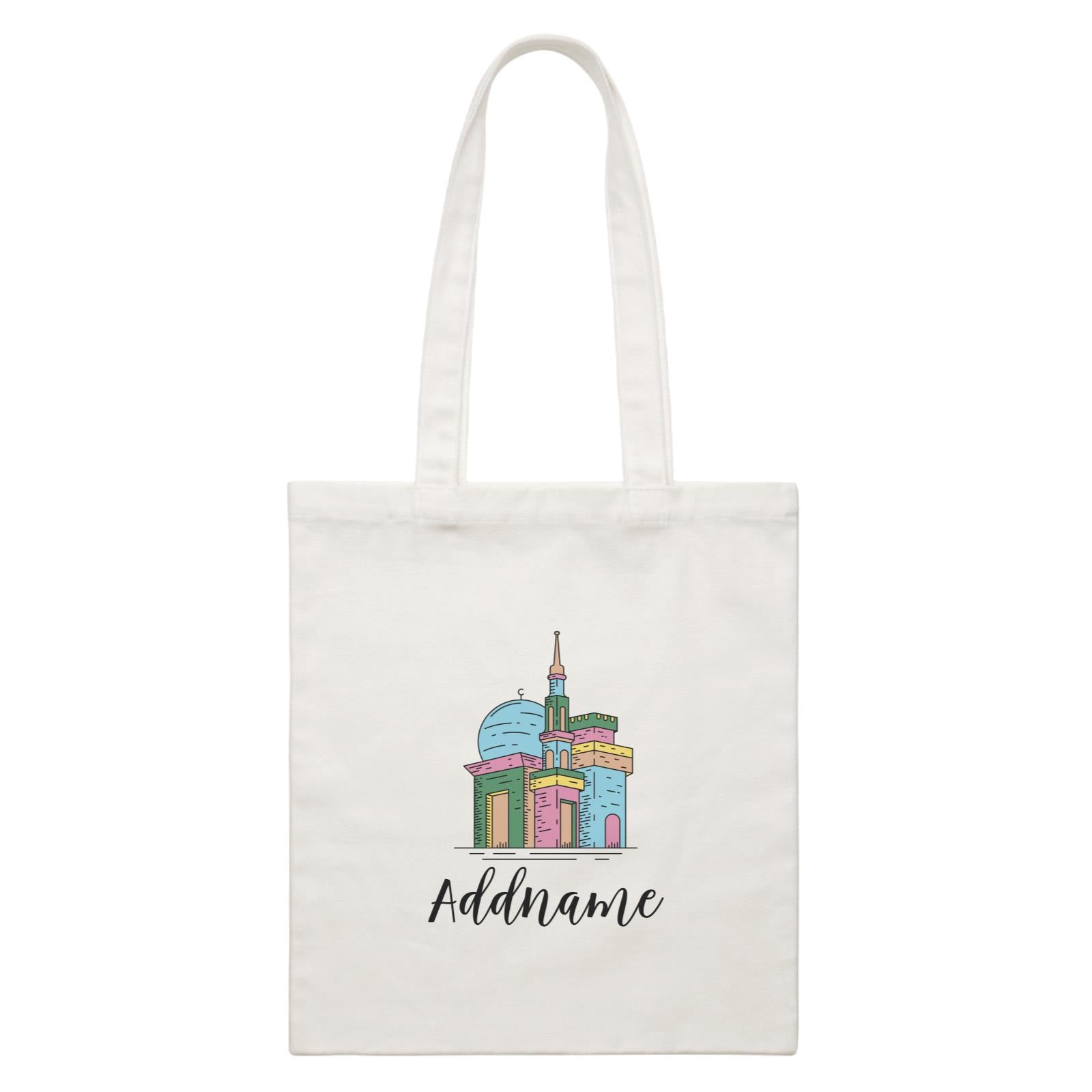 Colorful Mosque Addname White White Canvas Bag