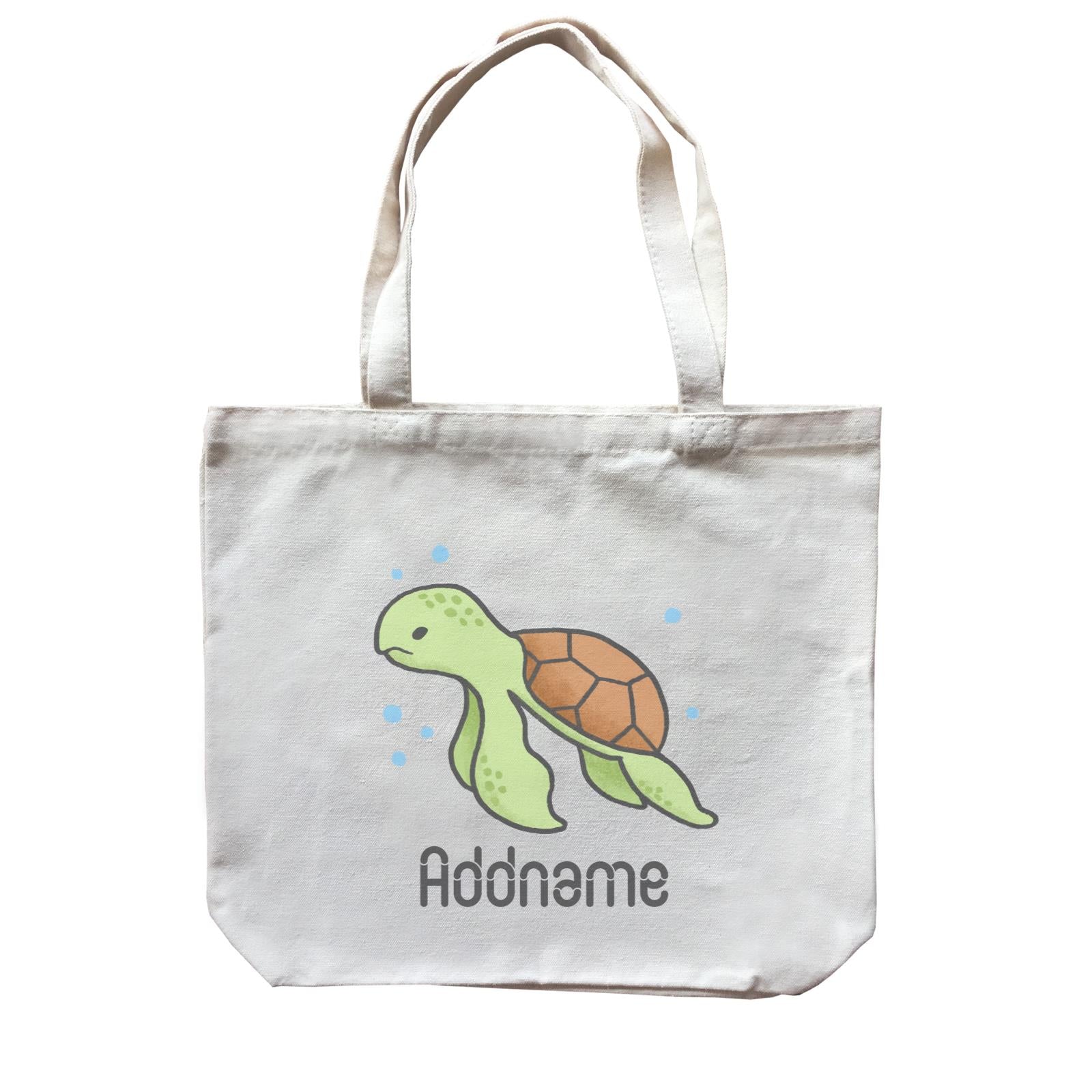 Cute Hand Drawn Style Turtle Addname Canvas Bag
