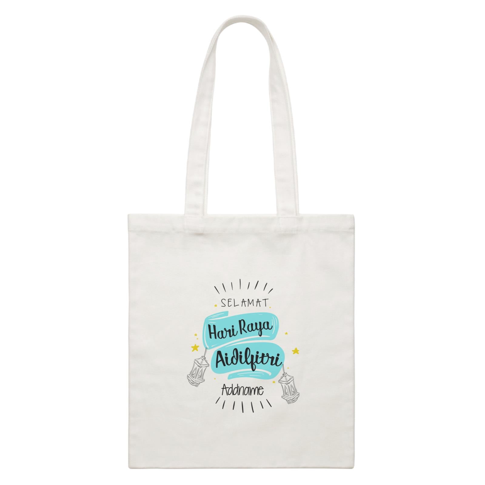 Raya Banner Selamat Hari Raya Aidilfitri Addname White Canvas Bag