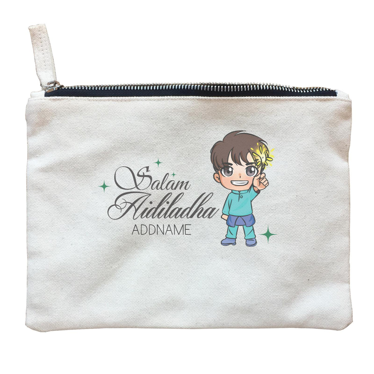 Raya Chibi Wishes Little Boy Addname Wishes Salam Aidiladha Addname Zipper Pouch