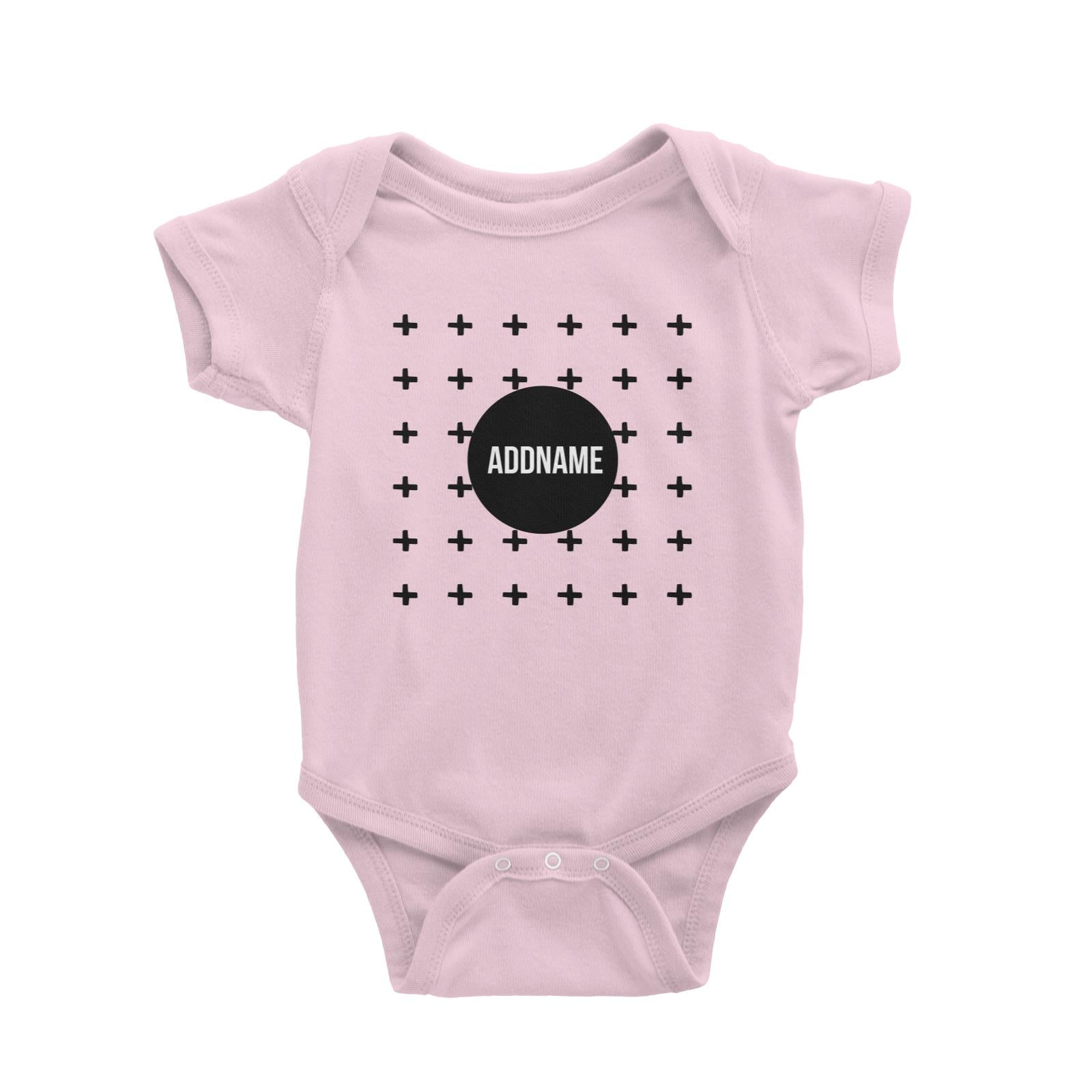 Monochrome Black Circle with Crosses Addname Baby Romper