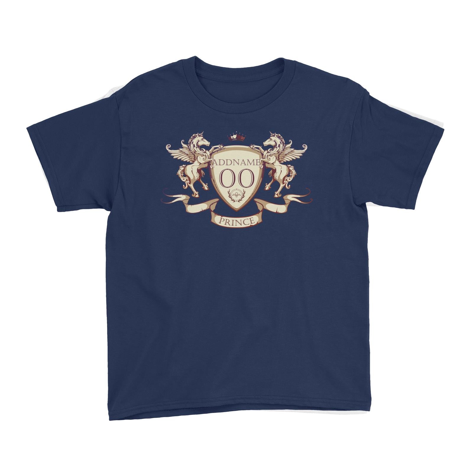 Horse Royal Emblem Prince Personalizable with Name and Number Kid's T-Shirt