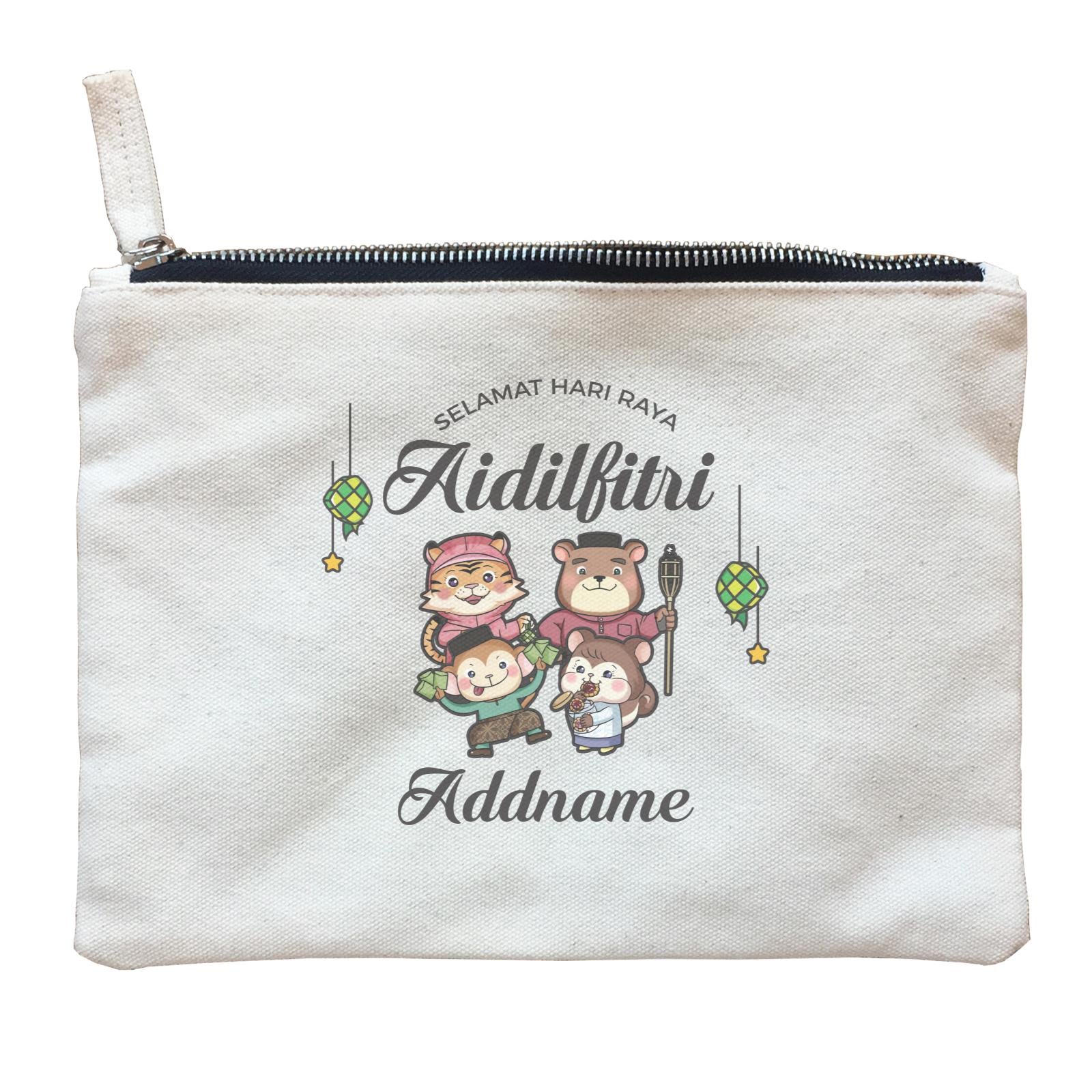 Raya Cute Animals Family Wishes Selamat Hari Raya Aidilfitri Zipper Pouch