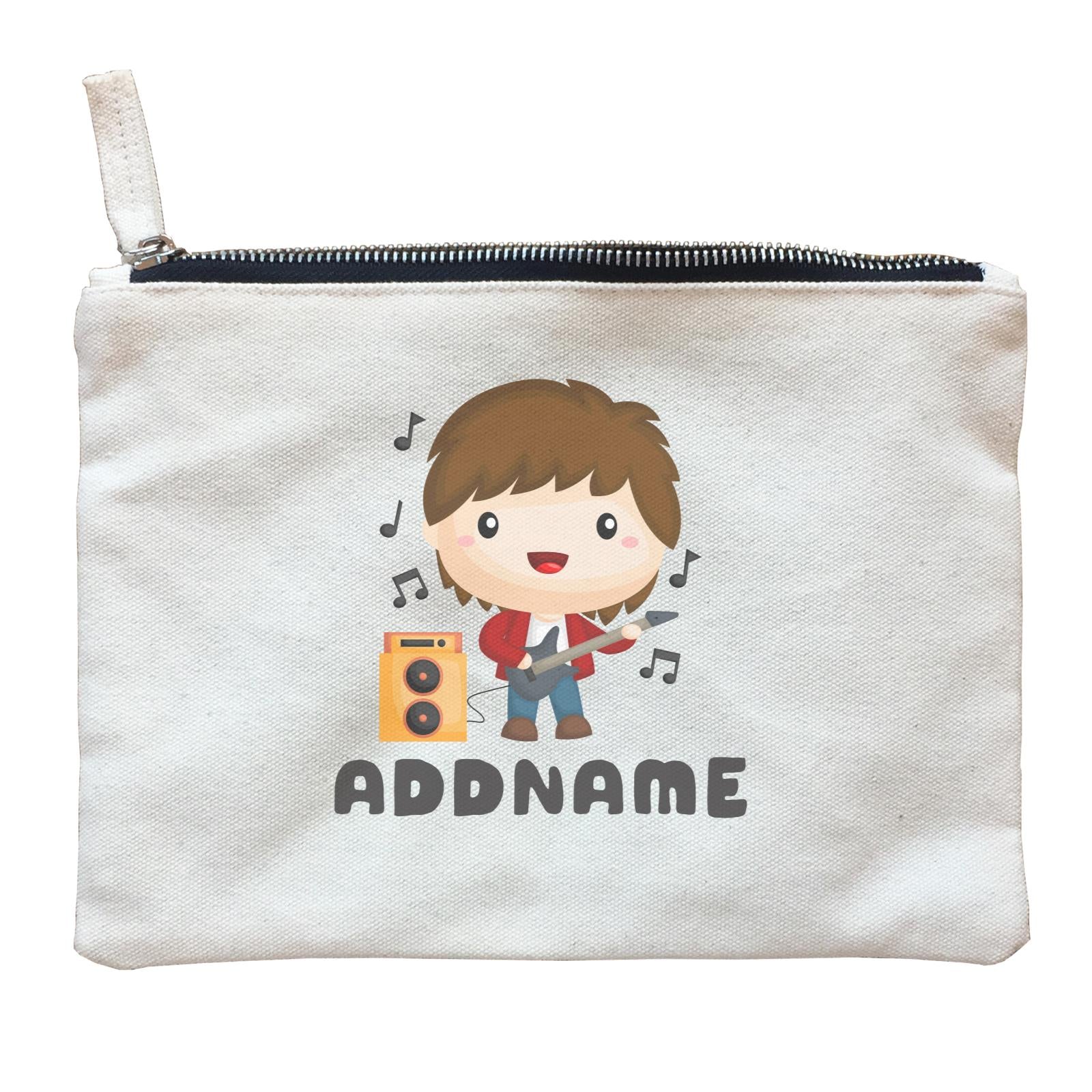 Birthday Music Band Boy Playing Bass Addname Zipper Pouch