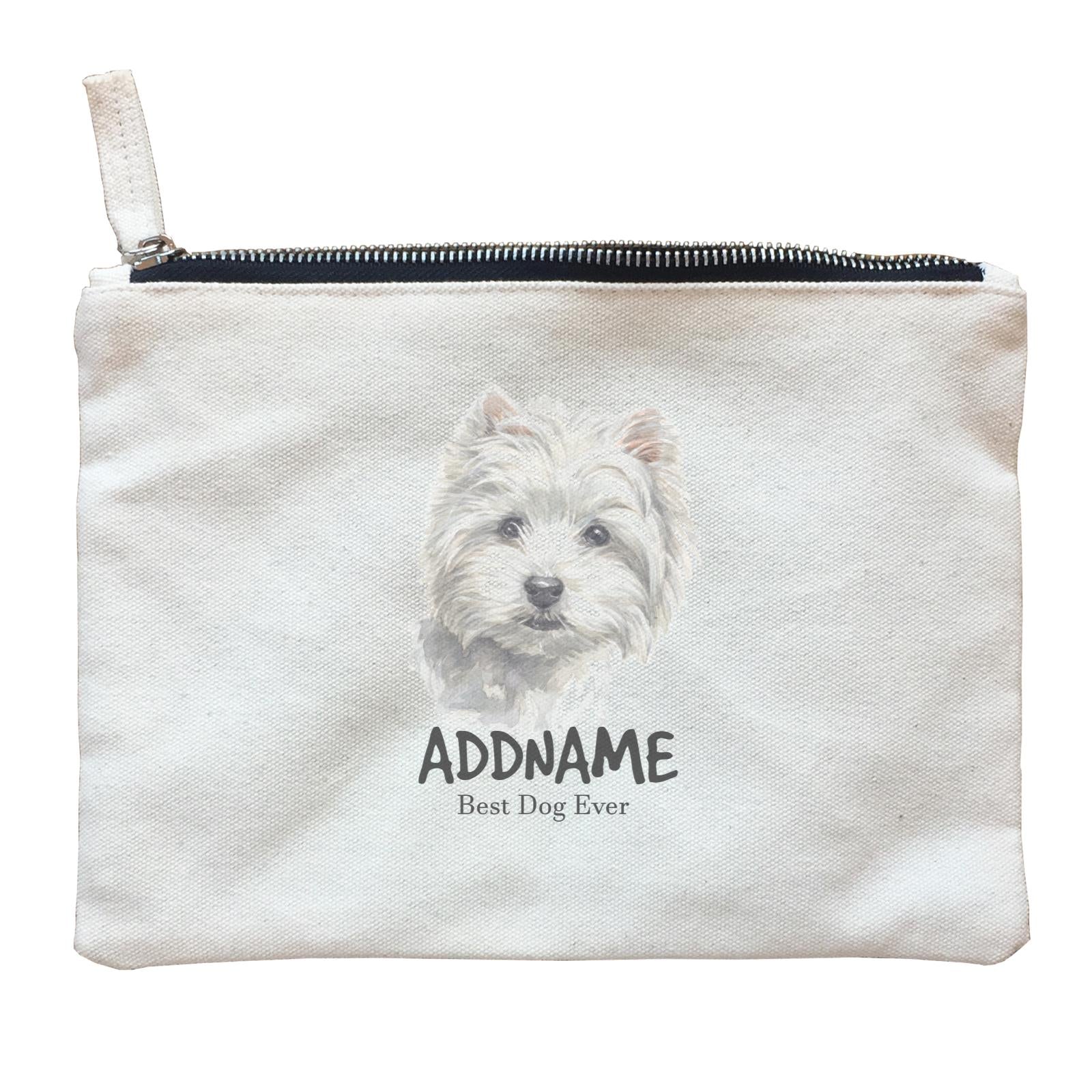 Watercolor Dog West Highland White Terrier Small Best Dog Ever Addname Zipper Pouch