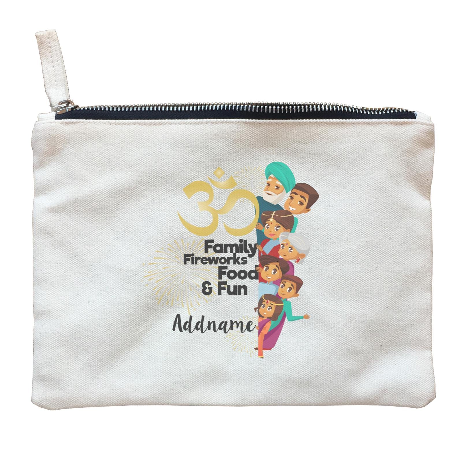 Cute Family OM Family Fireworks Food and Fun Addname Zipper Pouch