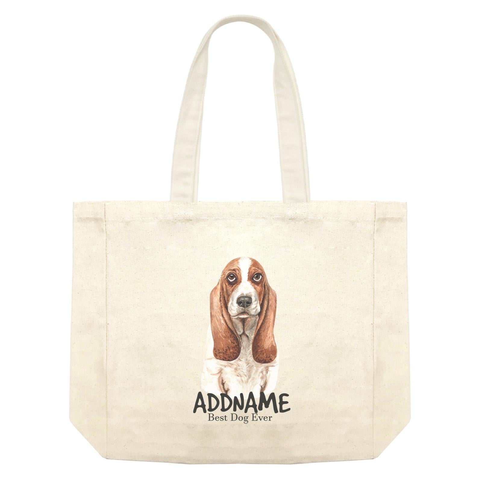 Watercolor Dog Basset Dog Best Dog Ever Addname Shopping Bag