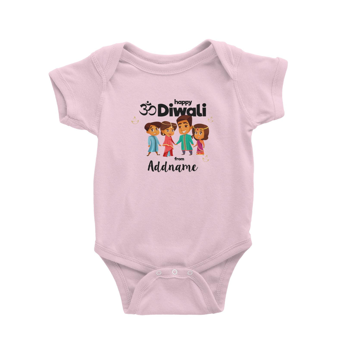 Cute Family Of Four OM Happy Diwali From Addname Baby Romper