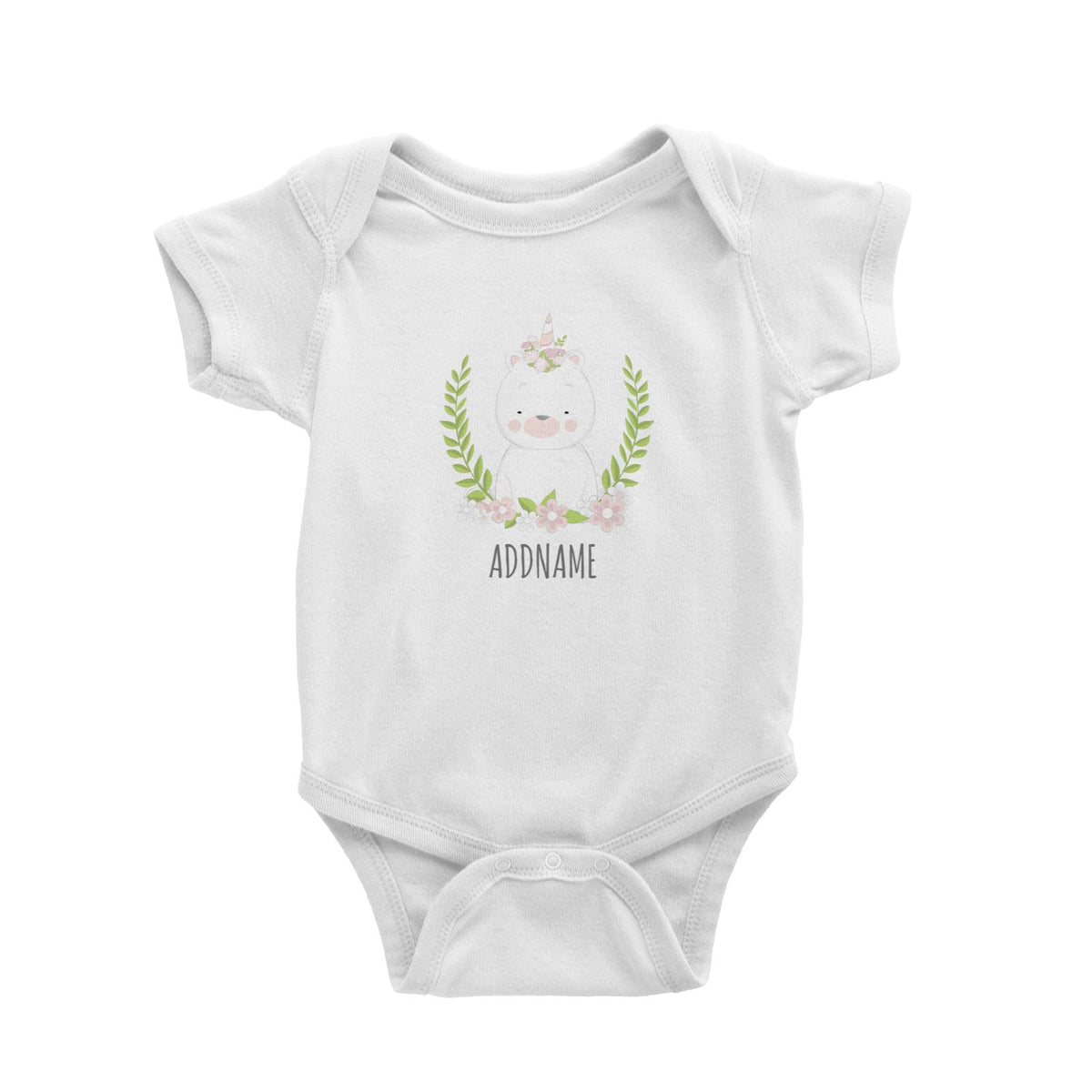 Sweet Wreath Unicorn Big Bear Addname Baby Romper