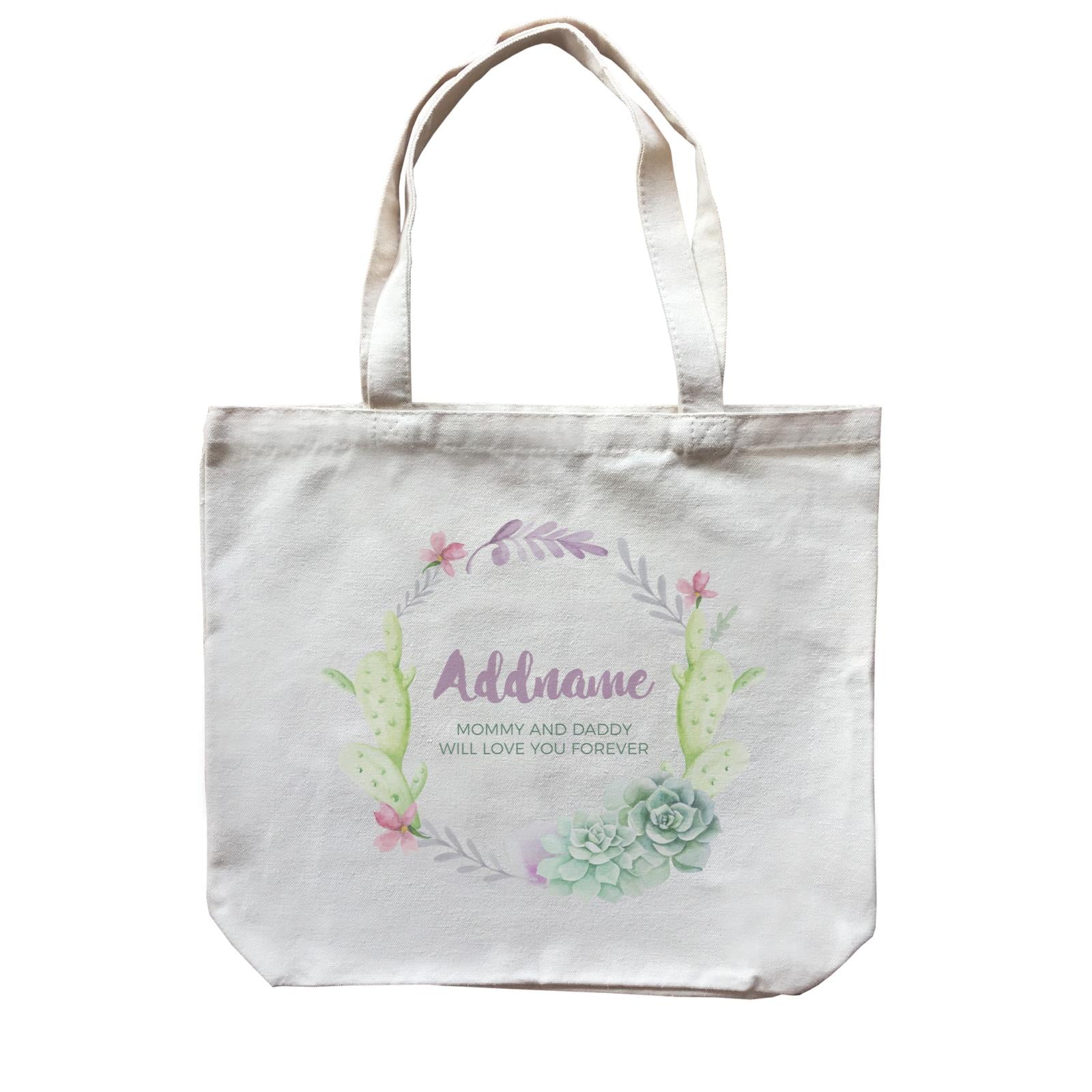Succulent Wreath Personalizable with Name and Text Canvas Bag