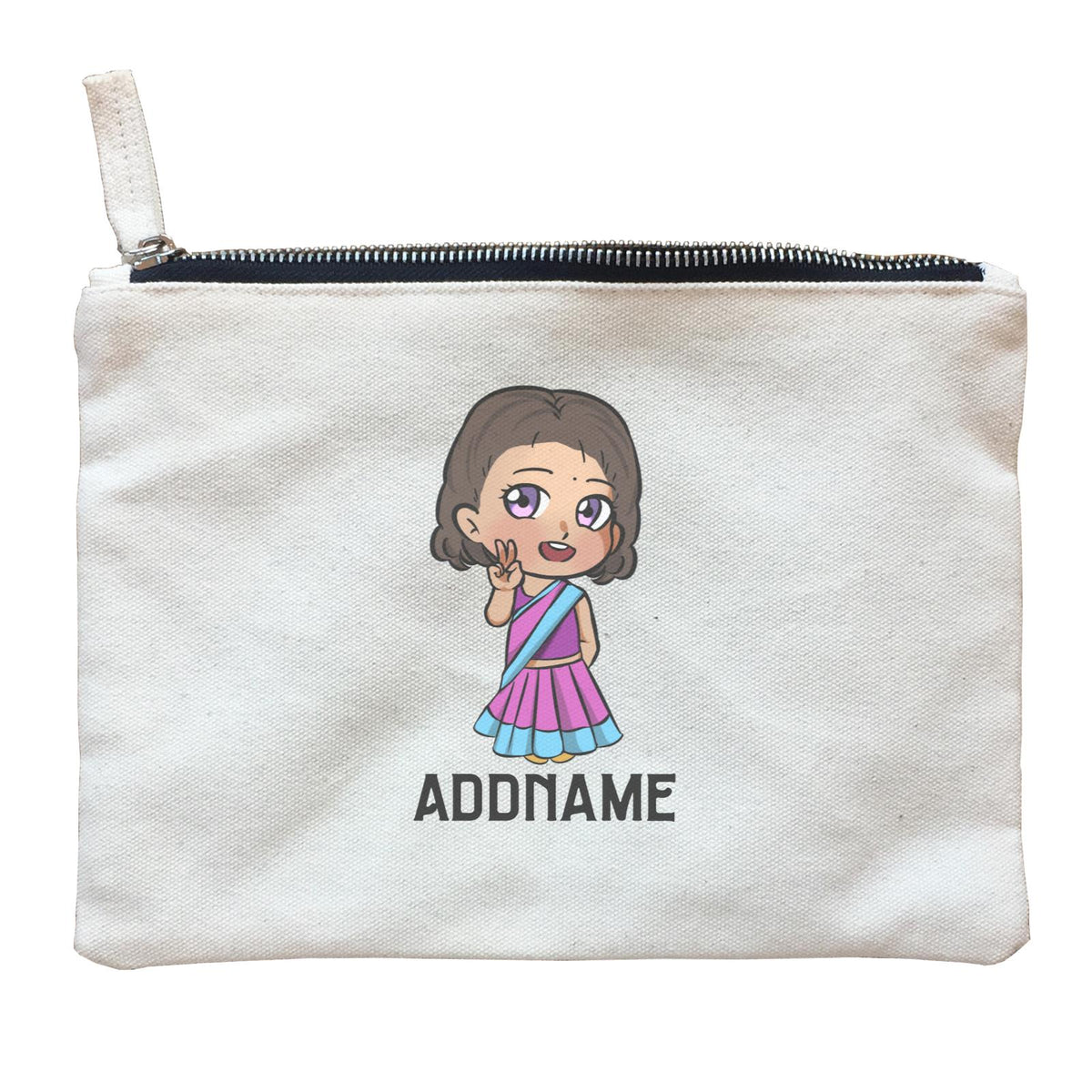Deepavali Series Chibi Little Girl Addname Zipper Pouch
