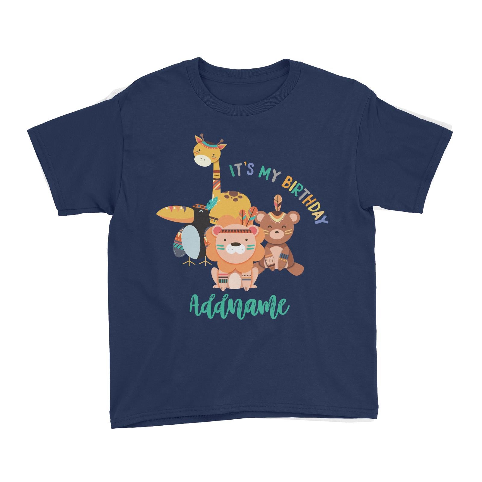 Animal Tribal Birthday Theme Addname Kid's T-Shirt