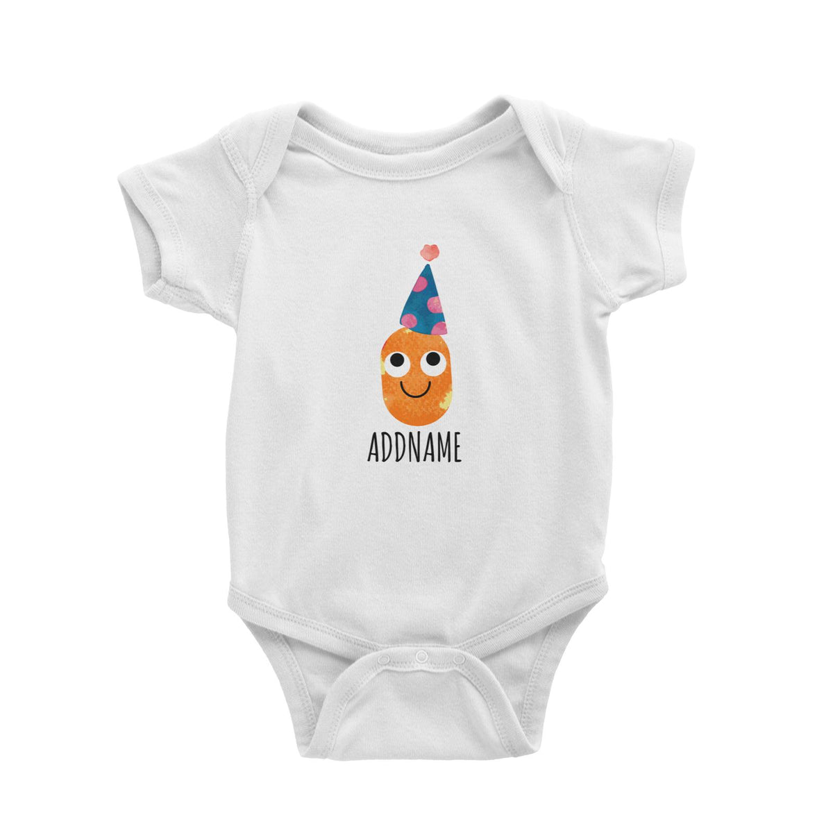 Watercolour Birthday Party Orange Shape White White Baby Romper