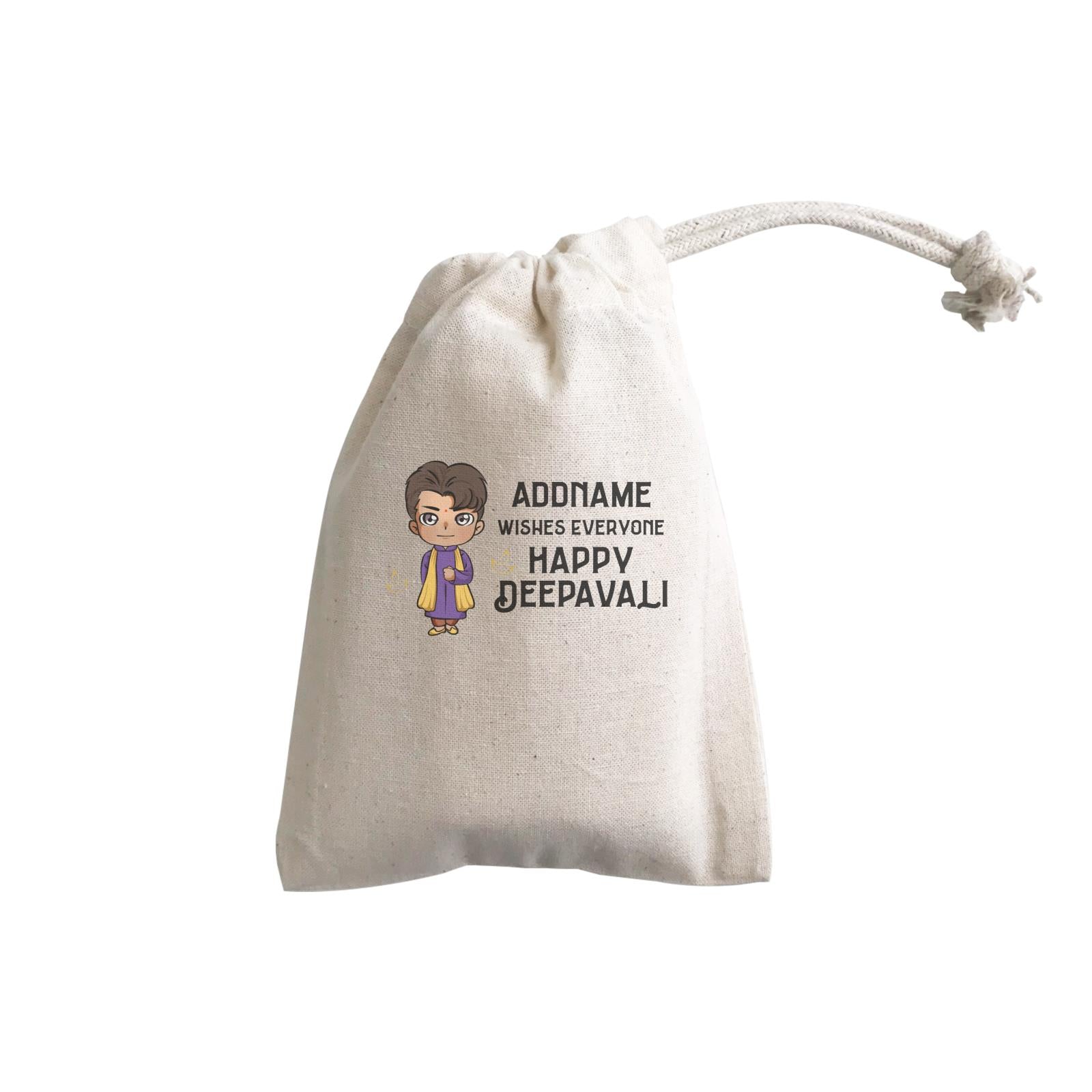 Deepavali Chibi Man Front Addname Wishes Everyone Deepavali GP Gift Pouch