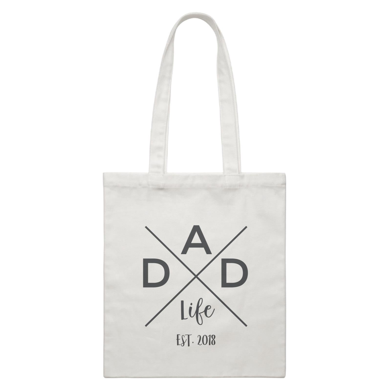 Dad Life X With Date White Canvas Bag
