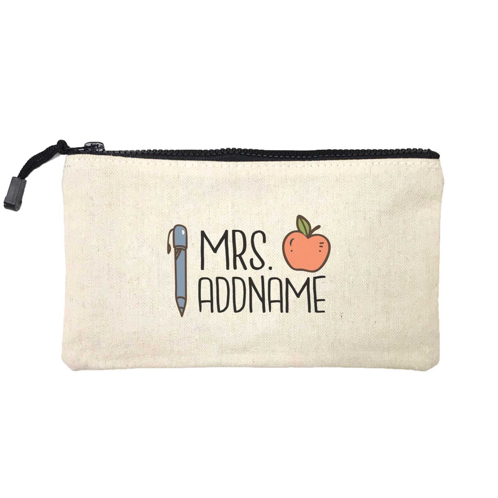 Teacher Addname Apple And Pen Mrs Addname Mini Accessories Stationery Pouch