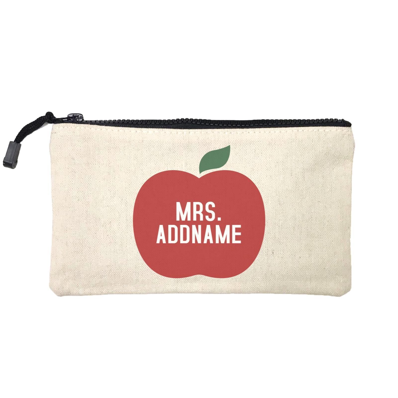 Teacher Addname Big Red Apple Mrs. Addname Mini Accessories Stationery Pouch