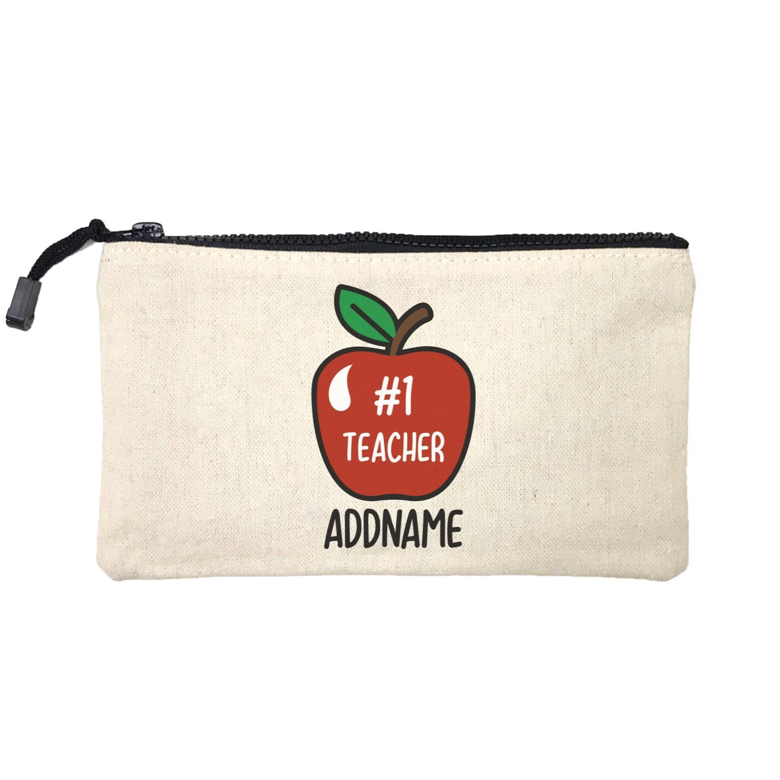 Teacher Addname Big Red Apple Hashtag 1 Teacher Addname Mini Accessories Stationery Pouch
