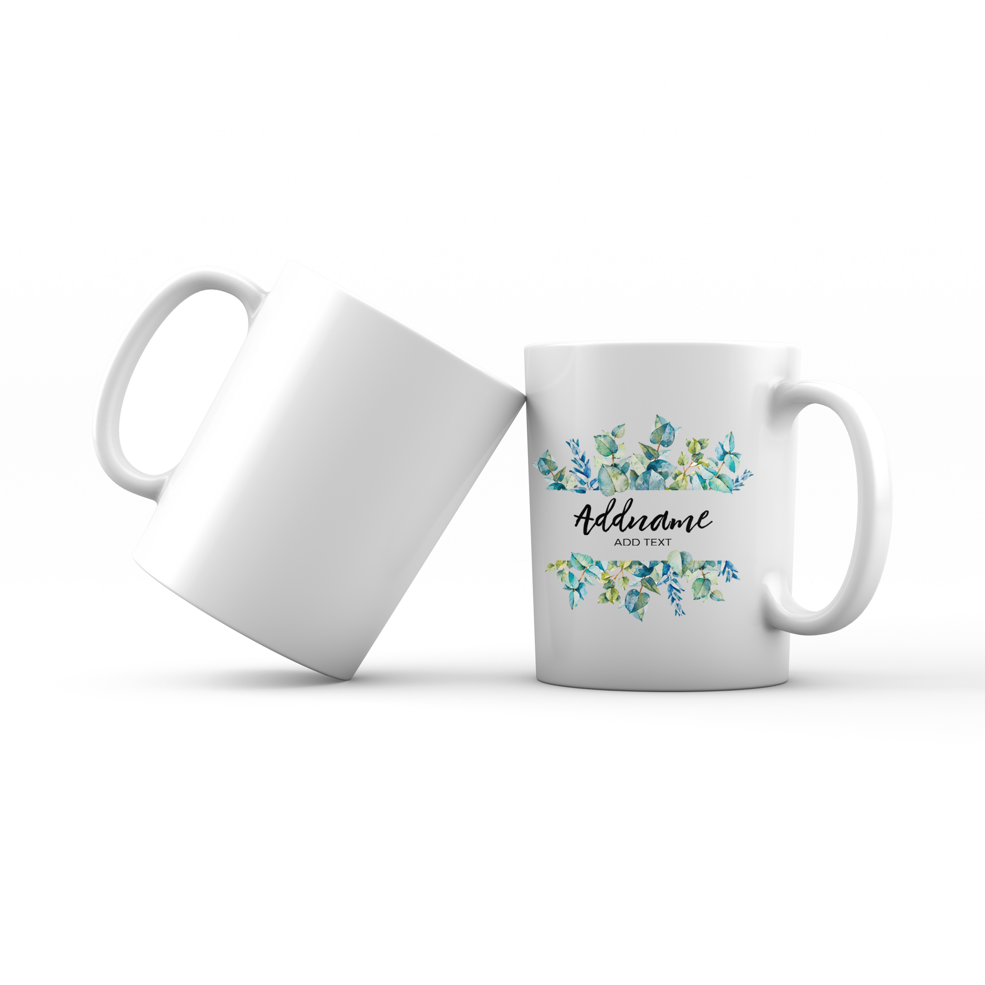 Add Your Own Text Teacher Blue Leaves Box Addname And Add Text Mug