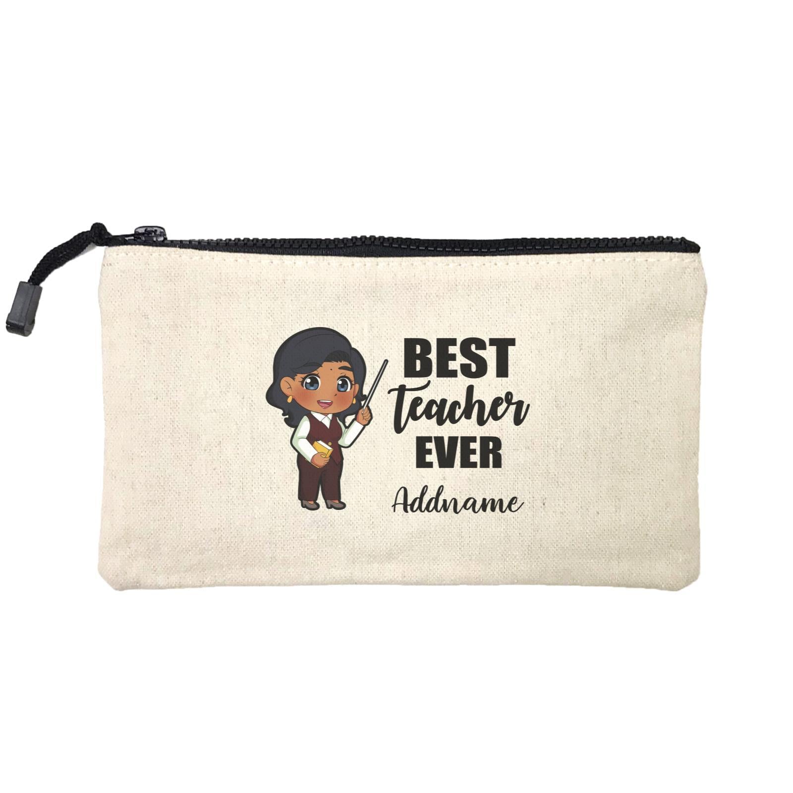 Chibi Teachers Indian Woman Best Teacher Ever Addname Mini Accessories Stationery Pouch