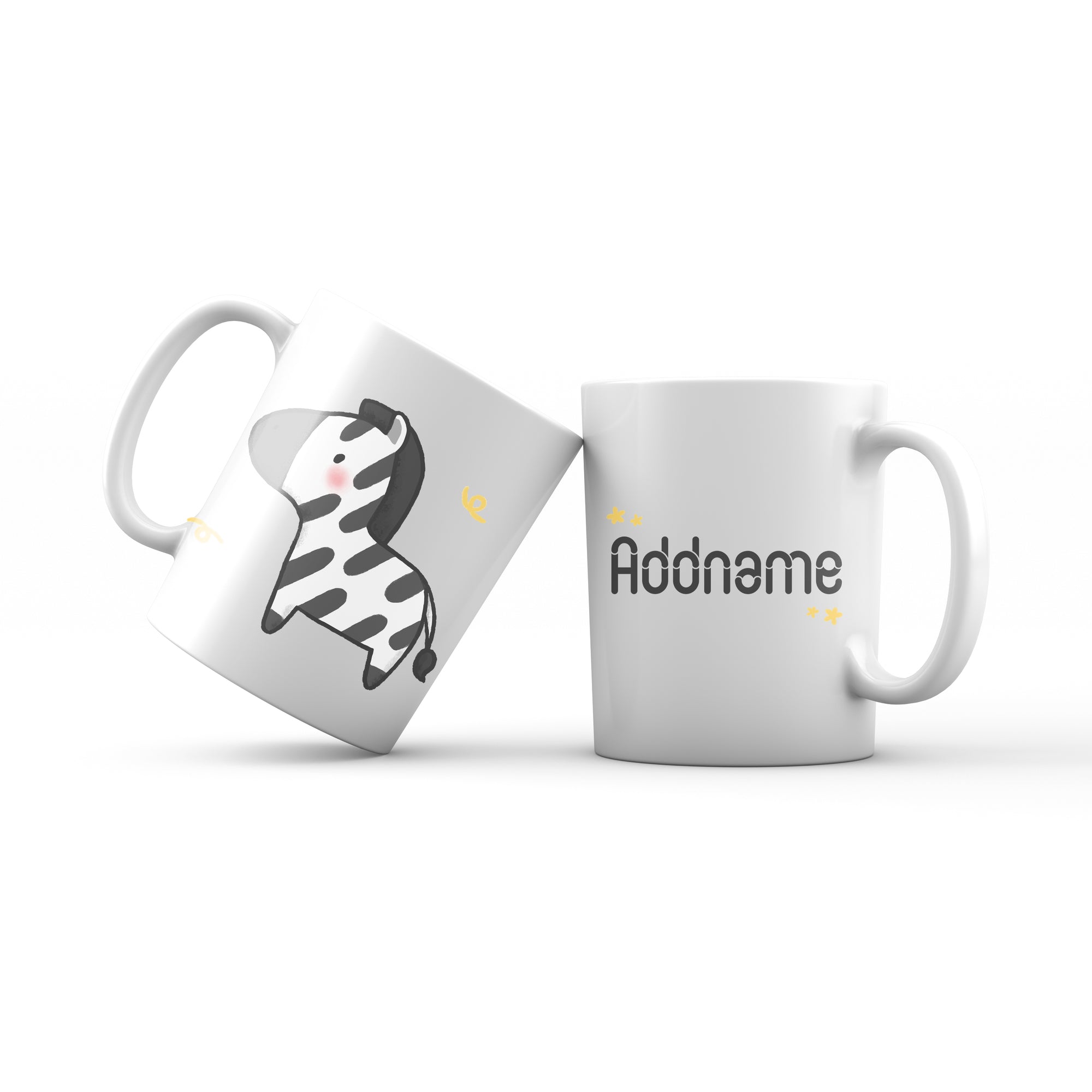 Cute Hand drawn Animals Safari Zebra Addname Mug