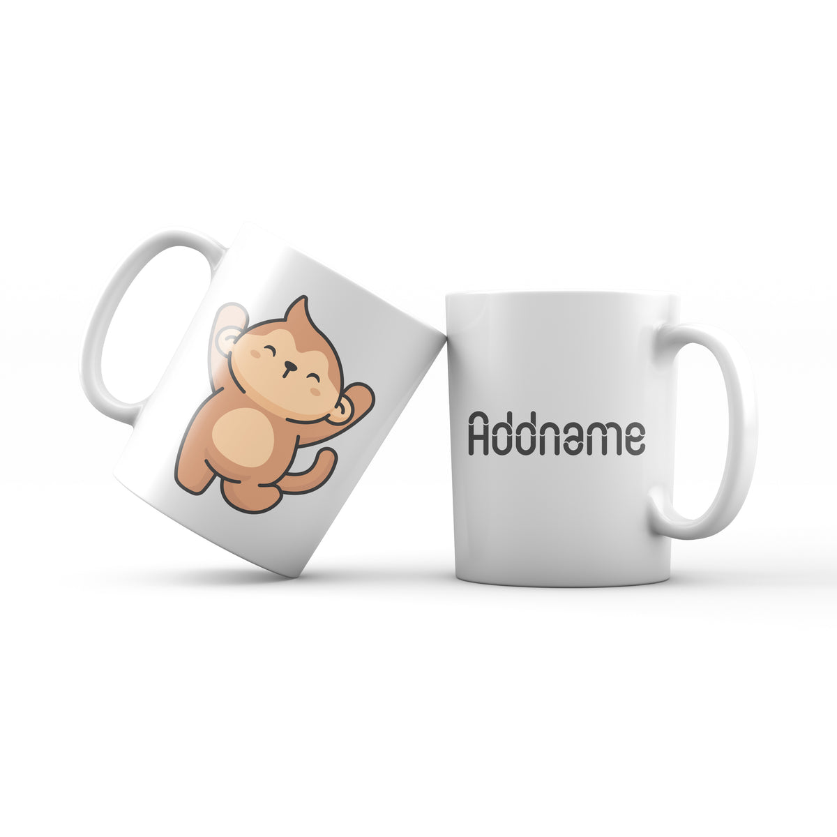 Cute Hand drawn Animals Furry Cheerful Monkey Addname Mug