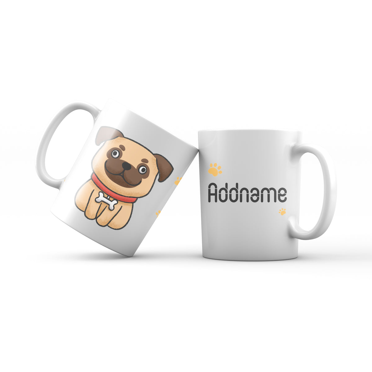 Cute Hand drawn Animals Dogs Pug Addname Mug
