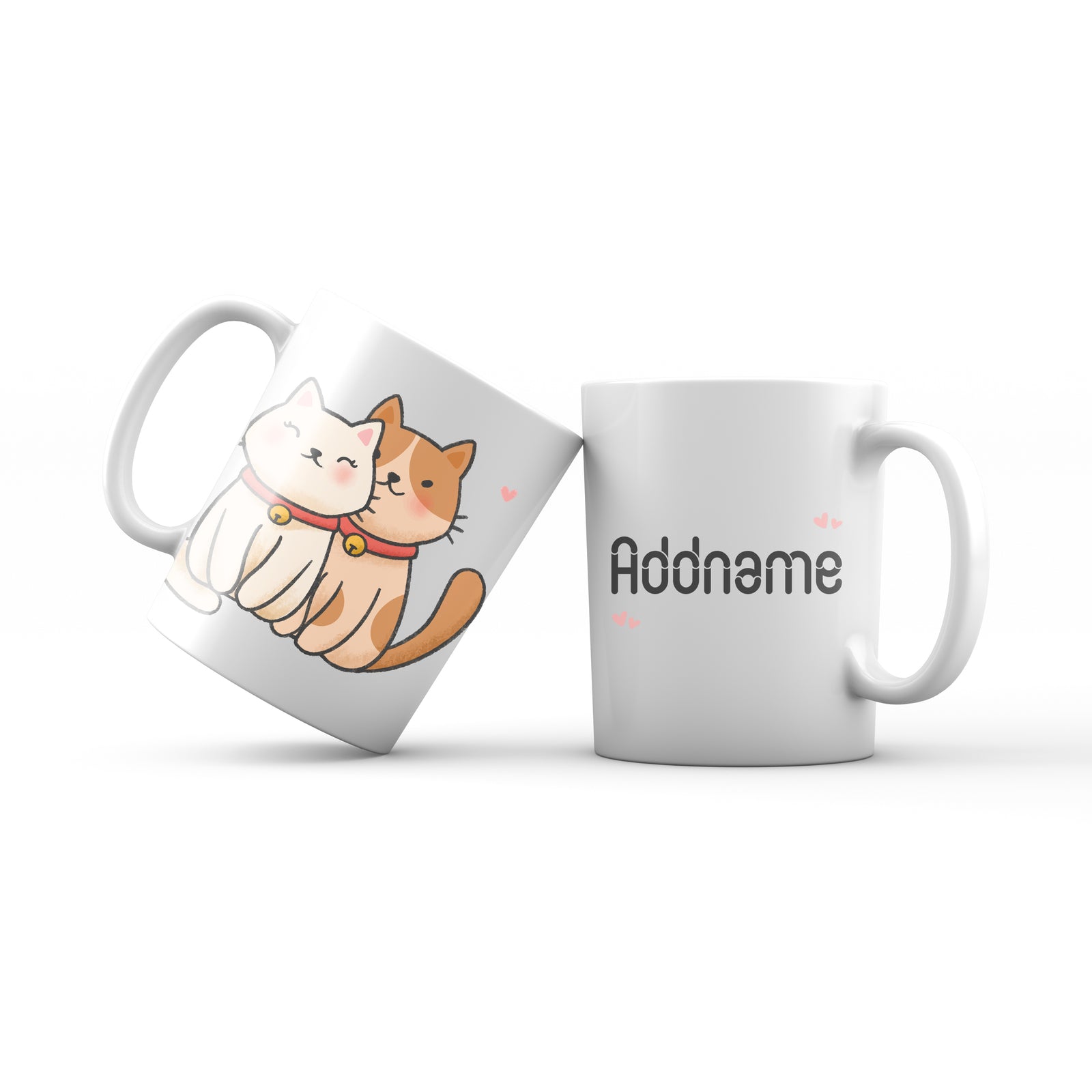 Cute Hand drawn Animals Cats Couple Cat Addname Mug
