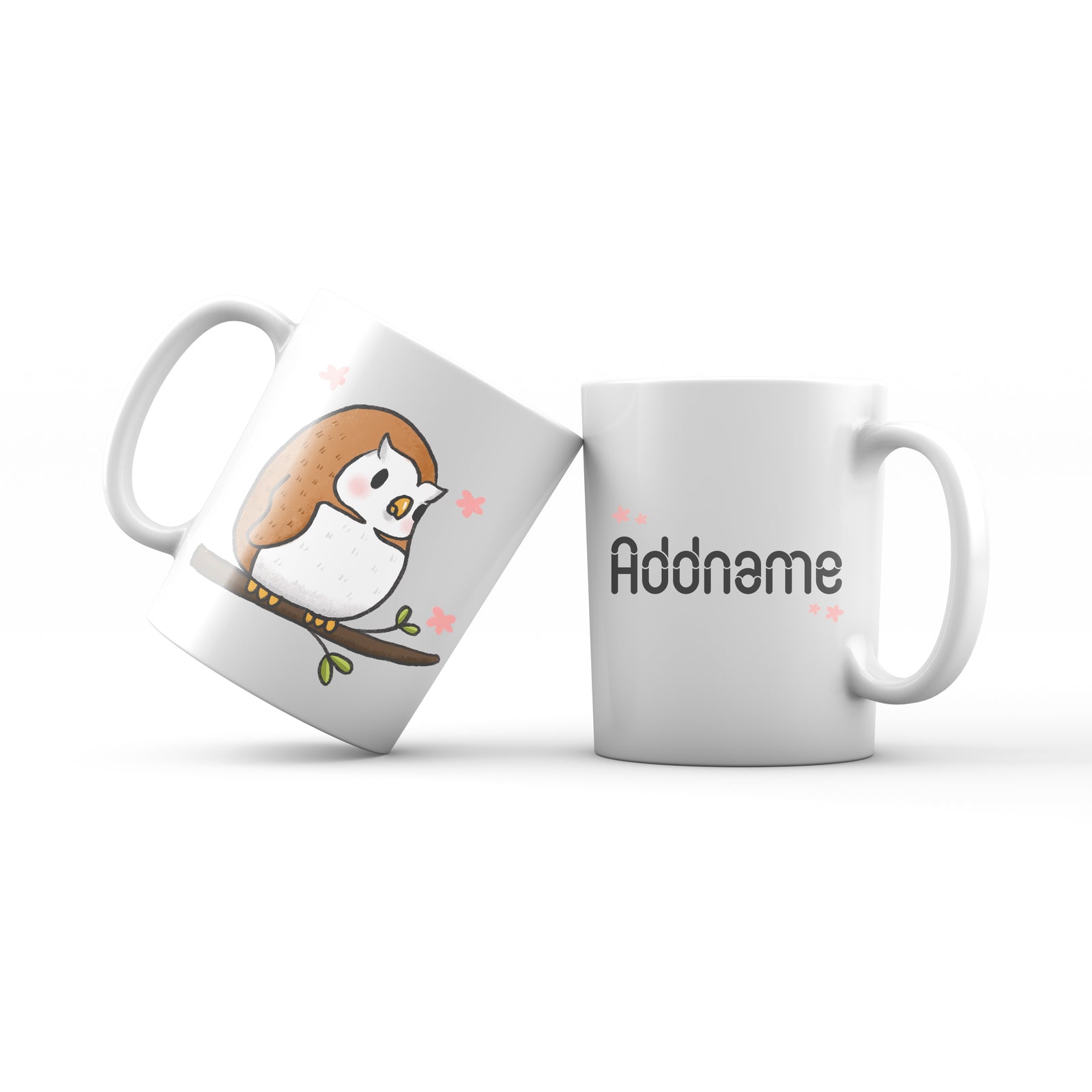 Cute Hand drawn Animals Birds Owl Addname Mug