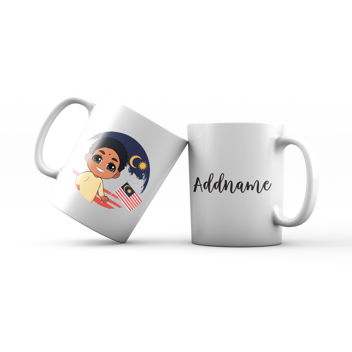 Merdeka Series Round Flag Indian Boy Addname Mug