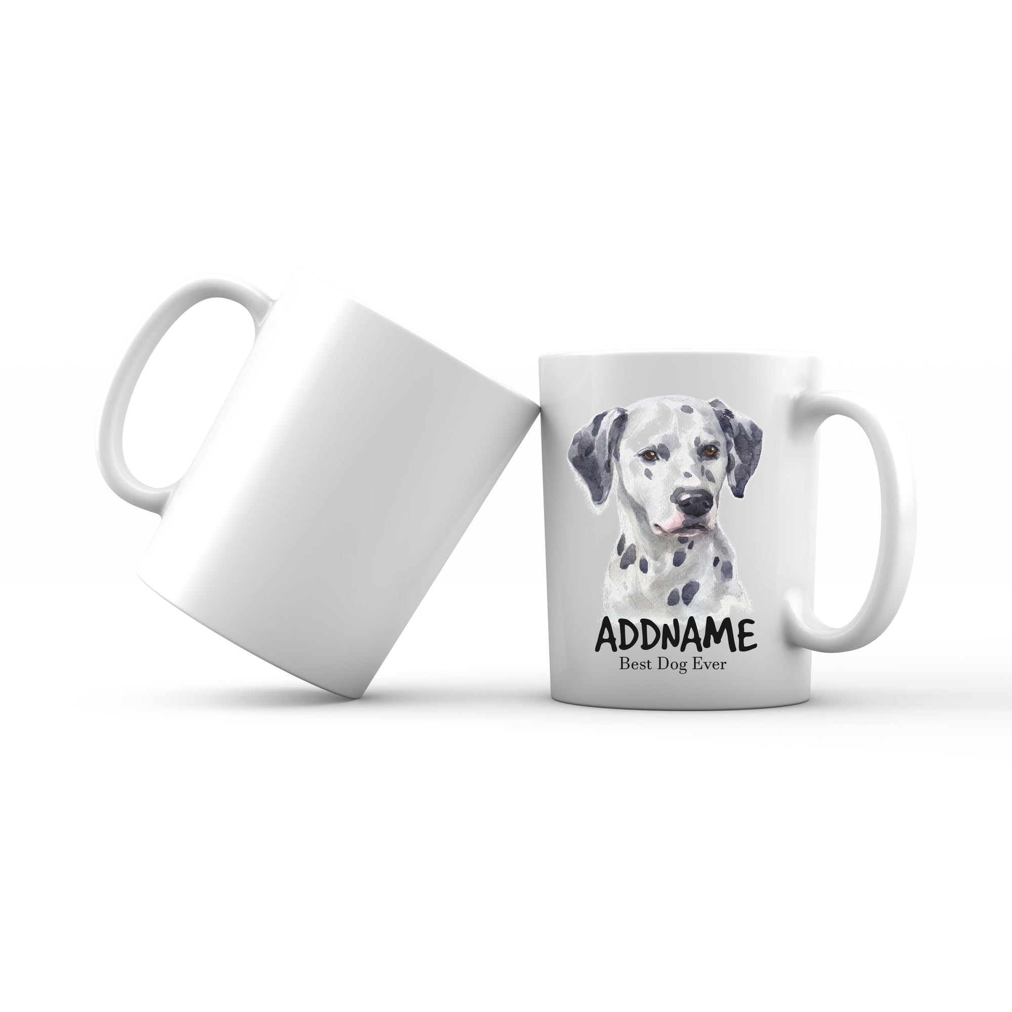 Watercolor Dog Dalmatian Front Best Dog Ever Addname Mug
