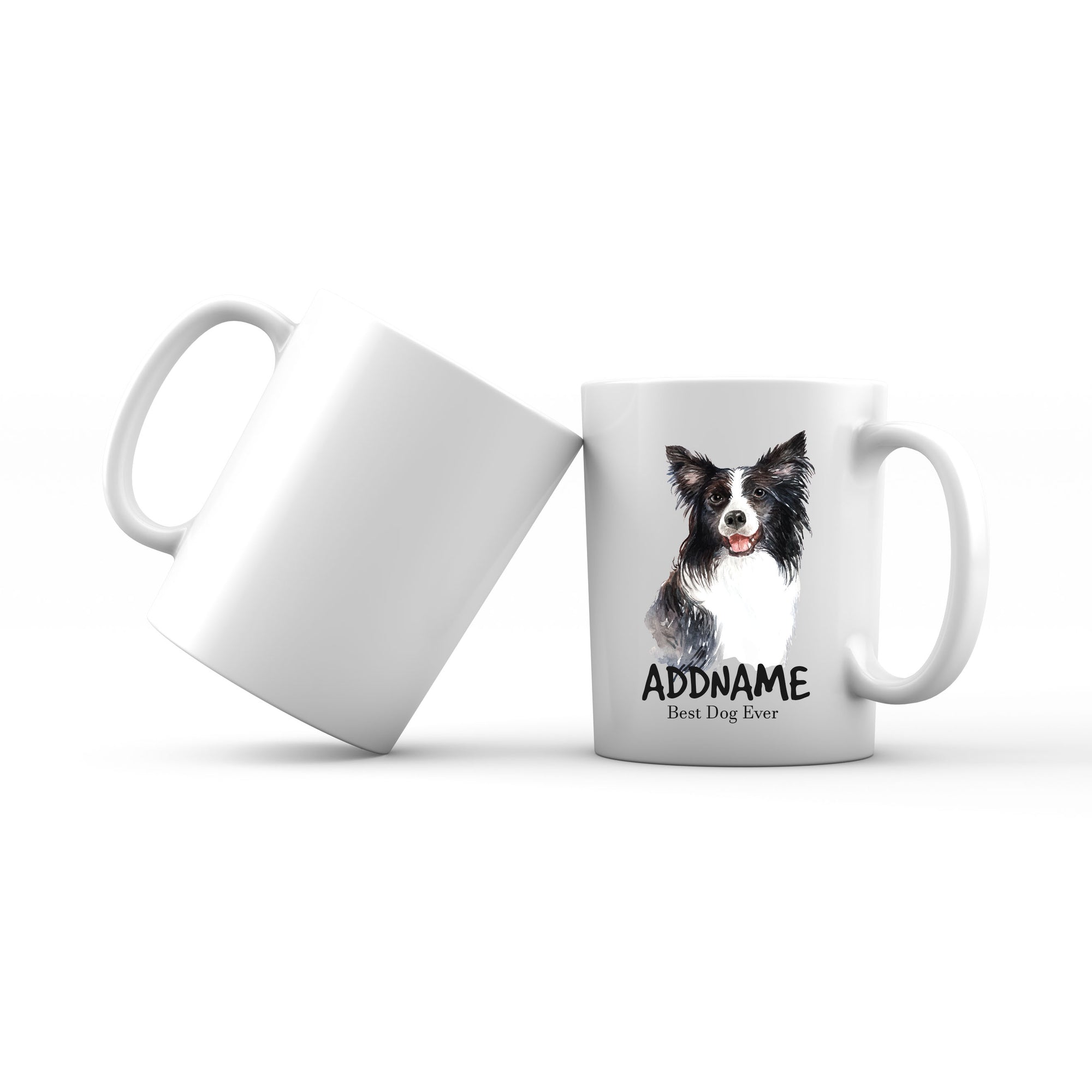 Watercolor Dog Border Collie Best Dog Ever Addname Mug