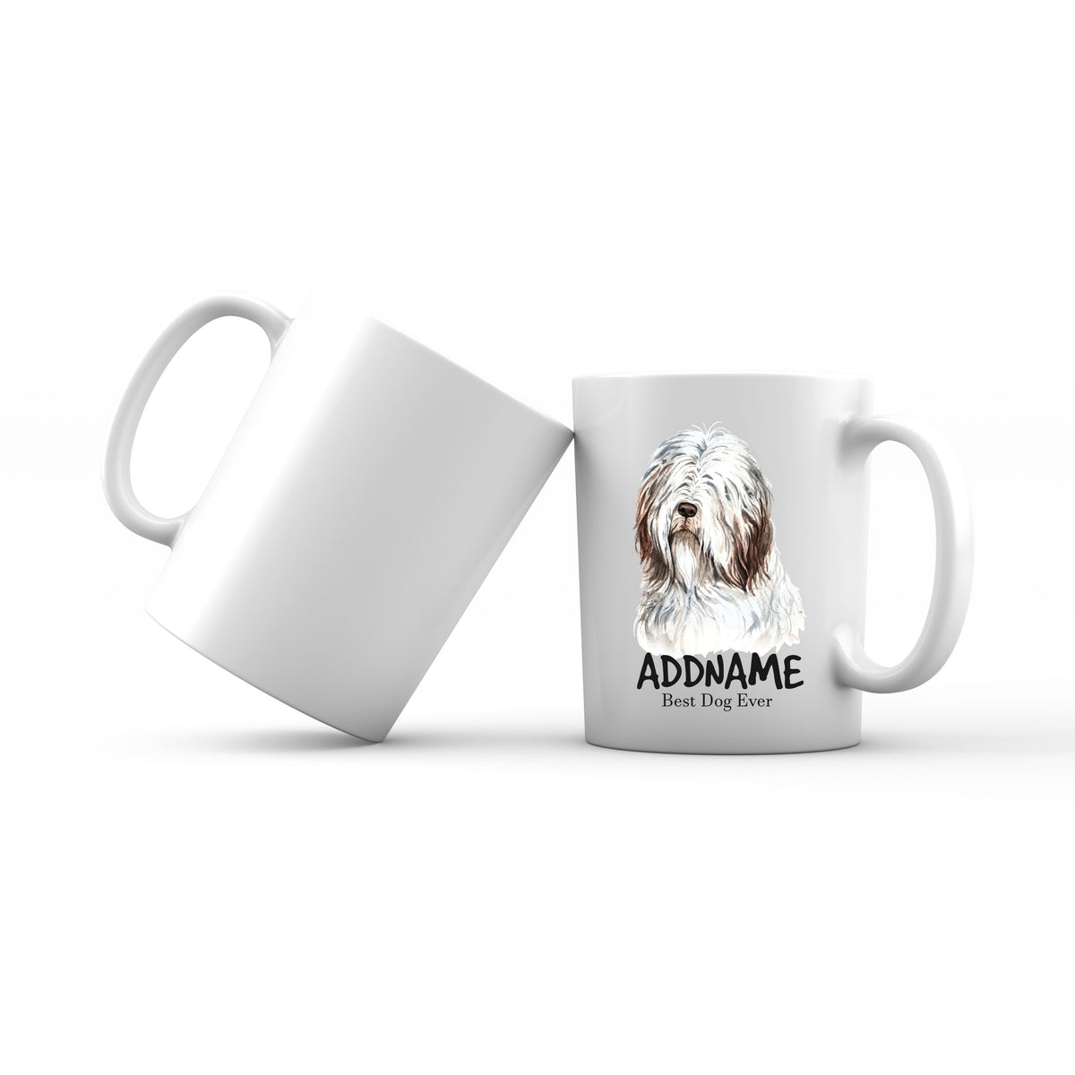 Watercolor Dog Bearded Collie Best Dog Ever Addname Mug