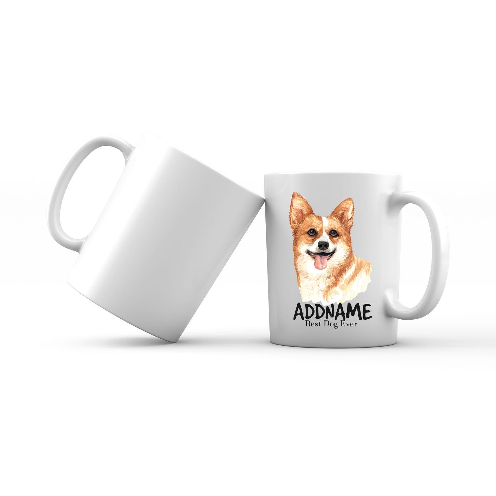 Watercolor Dog Welsh Corgi Happy Best Dog Ever Addname Mug