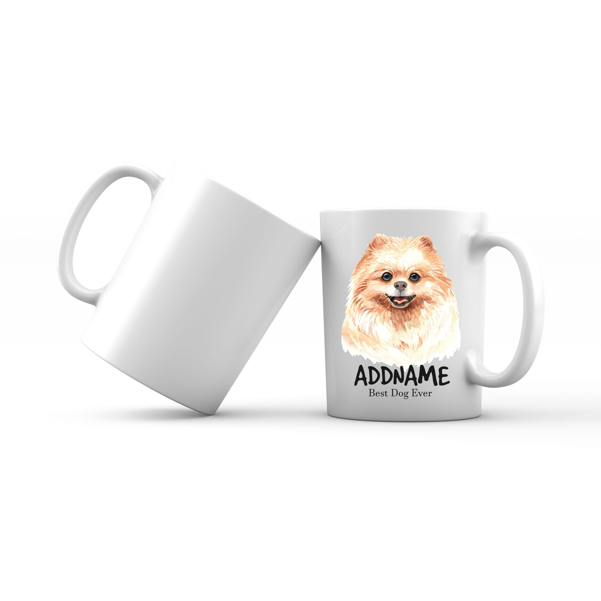 Watercolor Dog Pomeranian Best Dog Ever Addname Mug