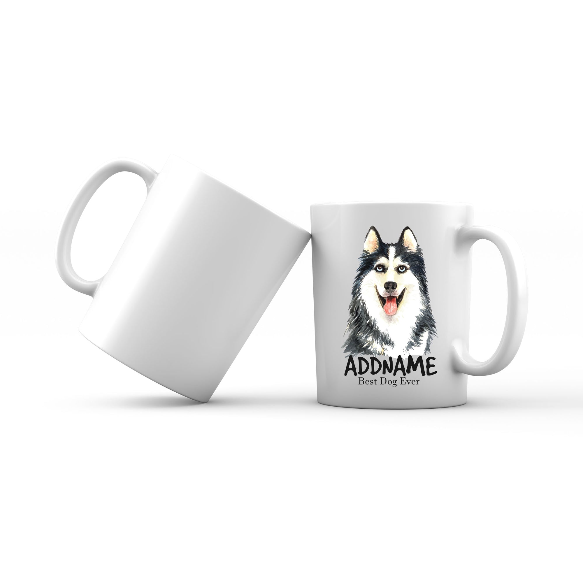 Watercolor Dog Siberian Husky Best Dog Ever Addname Mug