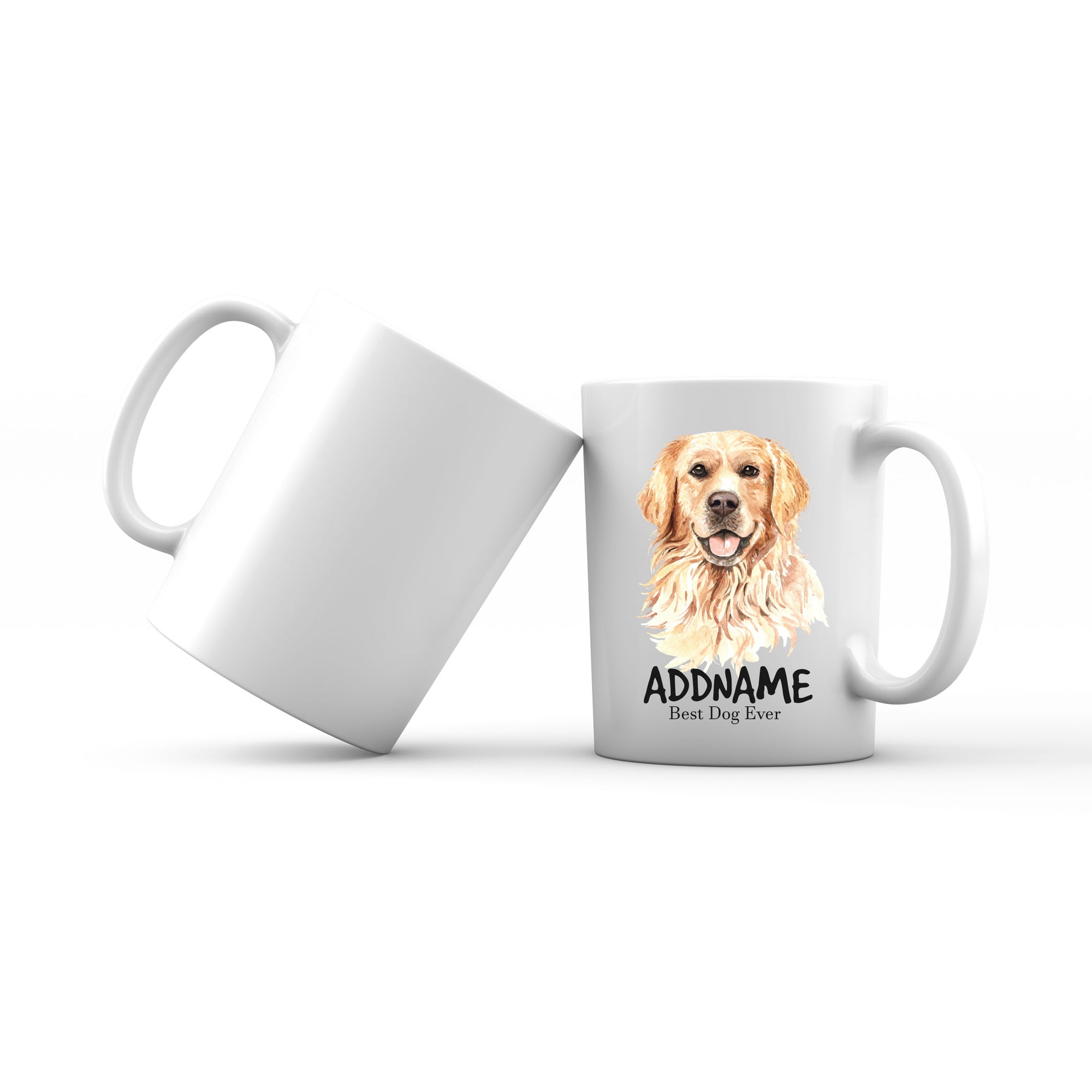 Watercolor Dog Golden Retriever Happy Best Dog Ever Addname Mug