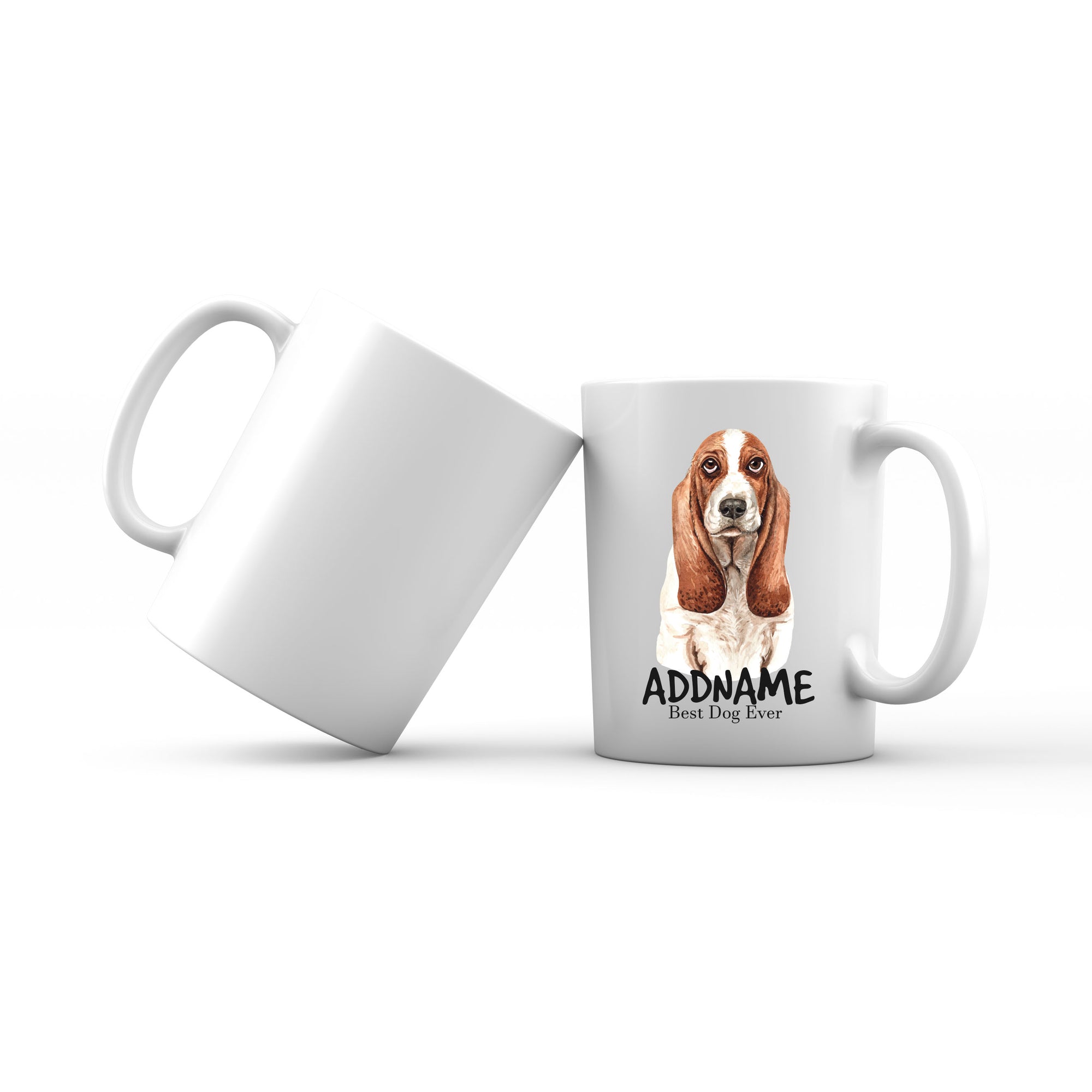 Watercolor Dog Basset Dog Best Dog Ever Addname Mug