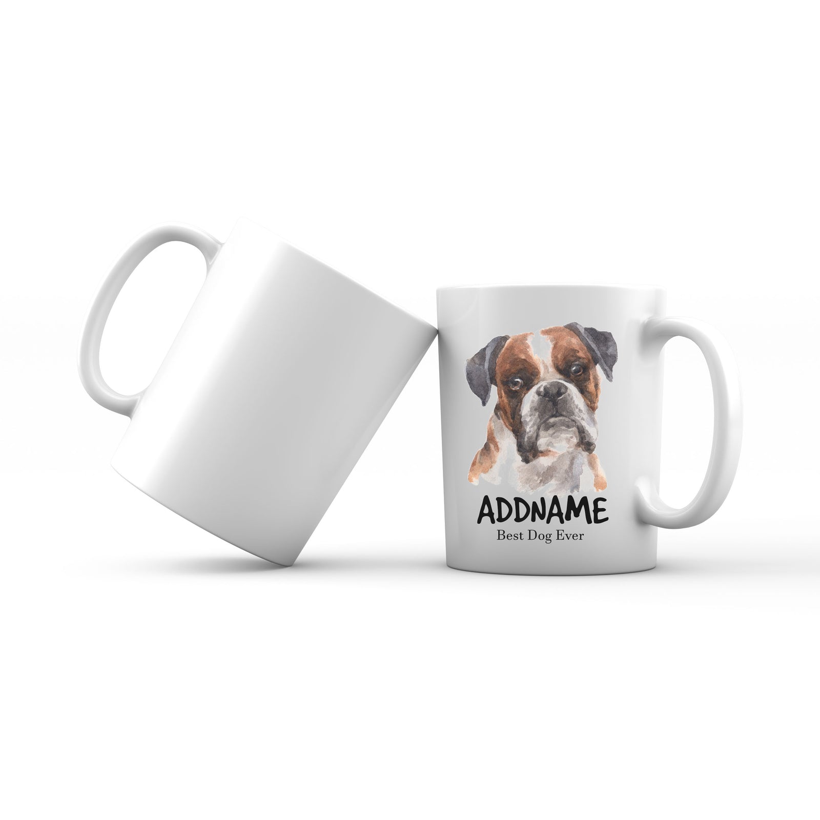 Watercolor Dog Boxer Black Ears Best Dog Ever Addname Mug