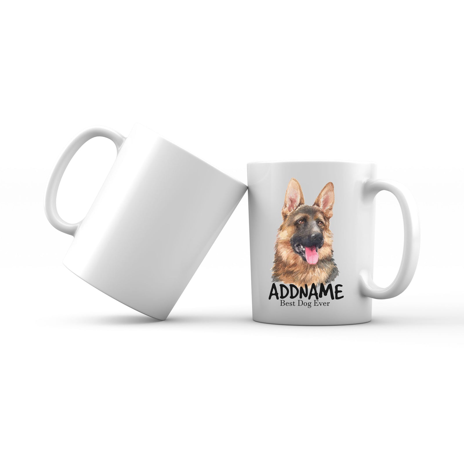 Watercolor Dog German Shepherd Best Dog Ever Addname Mug