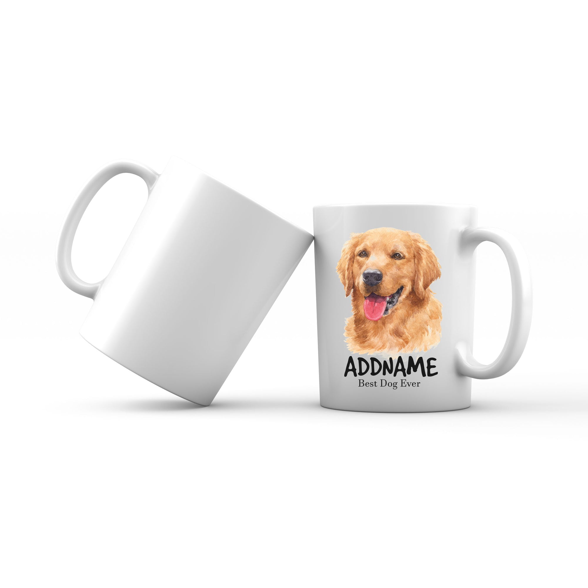 Watercolor Dog Golden Retriever Brown Best Dog Ever Addname Mug