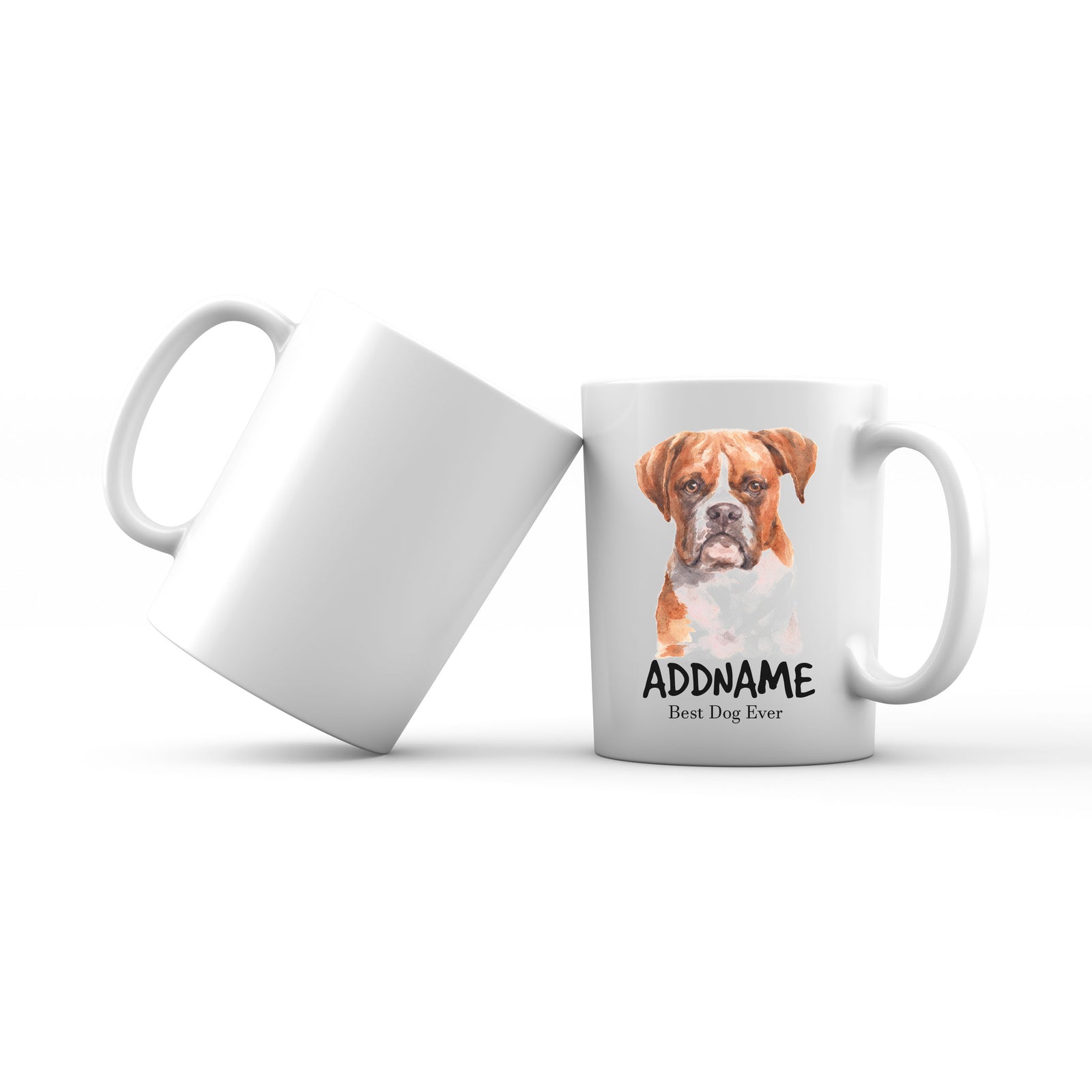Watercolor Dog Boxer Brown Ears Best Dog Ever Addname Mug